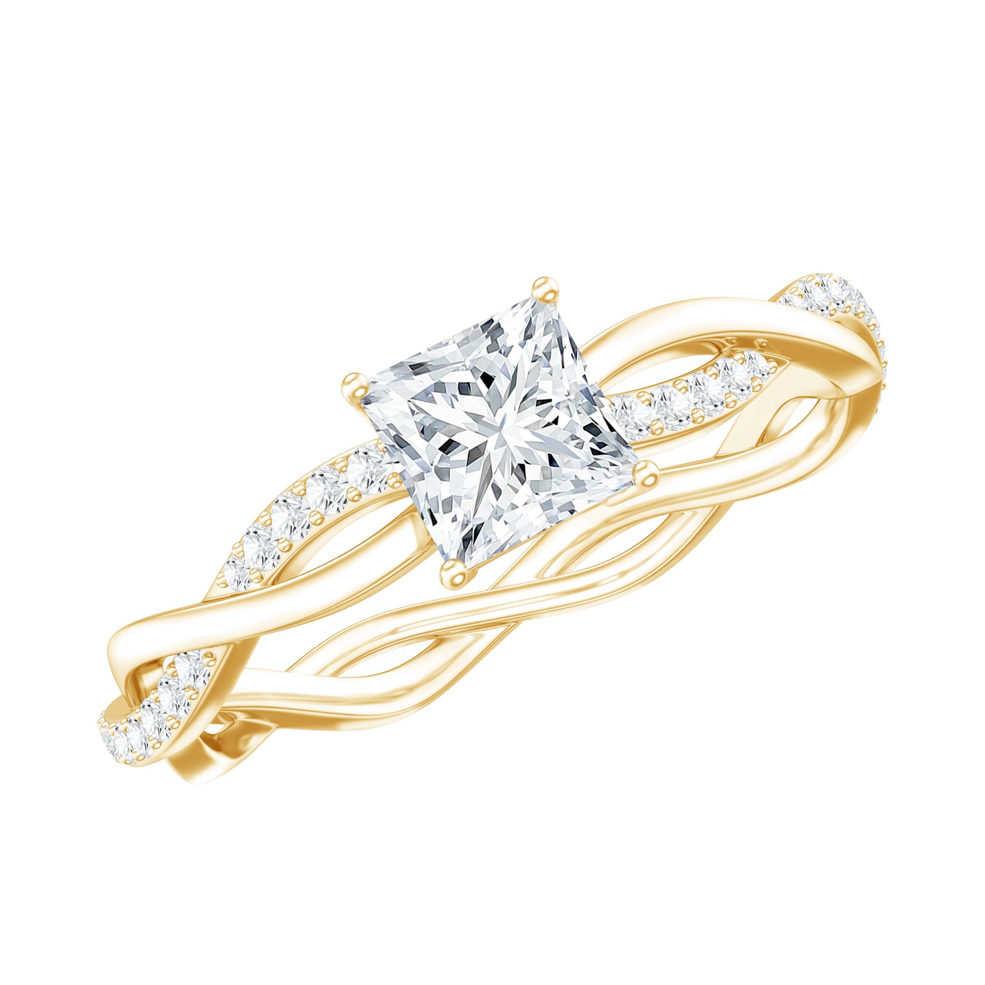 Princess Cut Moissanite Braided Engagement Ring for Women D-VS1 - Rosec Jewels