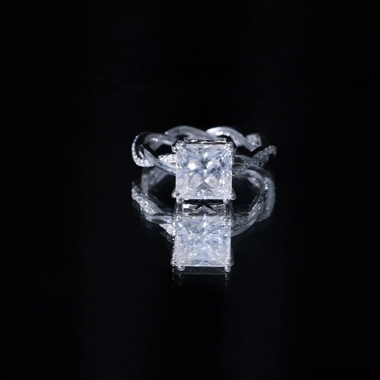 3 CT Princess Cut Moissanite Engagement Ring in Double Prong Setting D-VS1 - Rosec Jewels