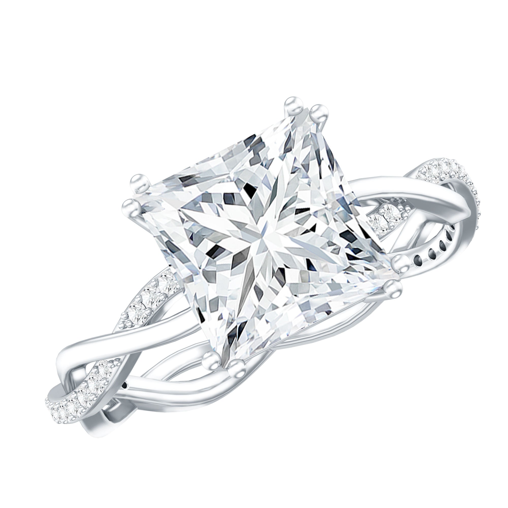 3 CT Princess Cut Moissanite Engagement Ring in Double Prong Setting D-VS1 - Rosec Jewels