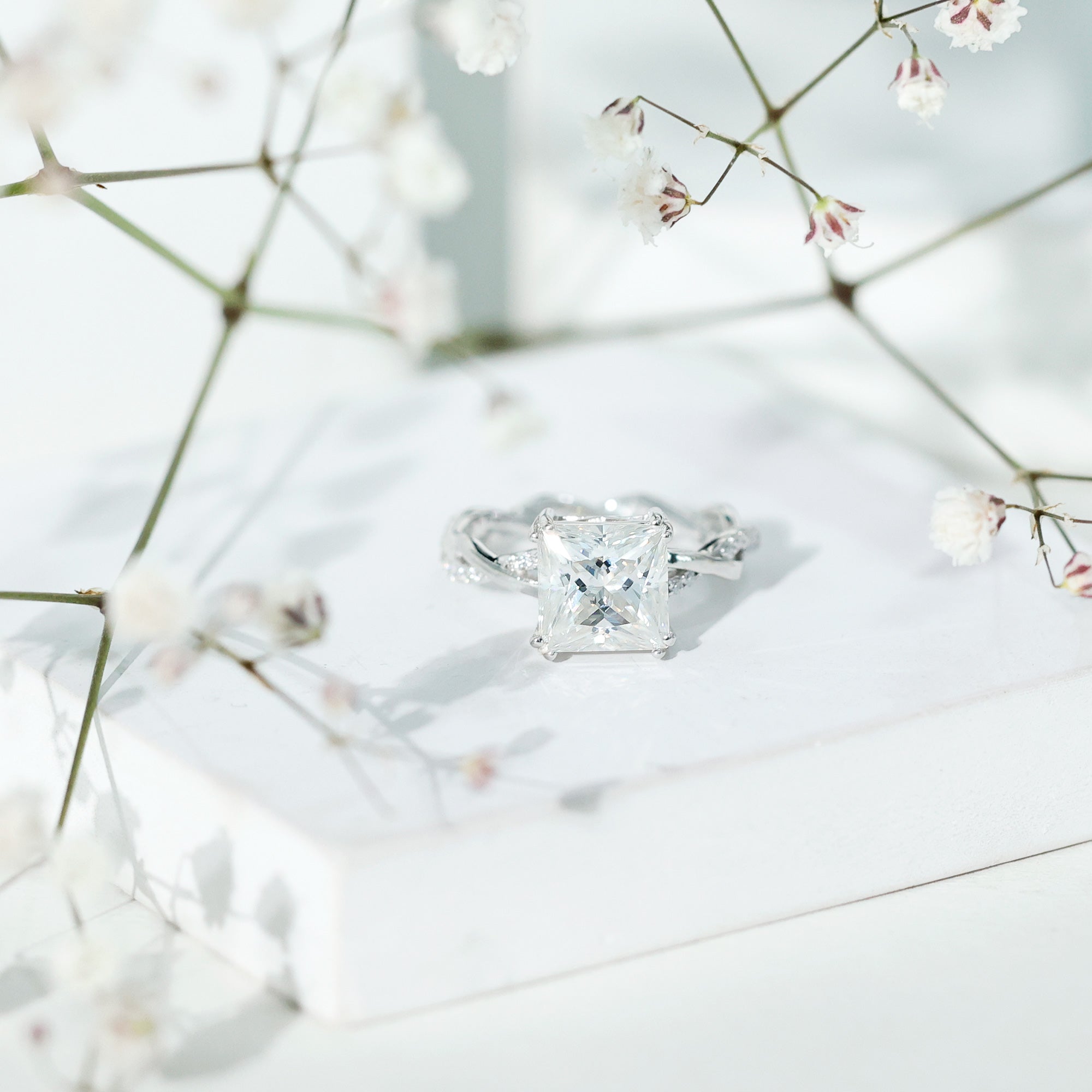 3 CT Princess Cut Moissanite Engagement Ring in Double Prong Setting D-VS1 - Rosec Jewels