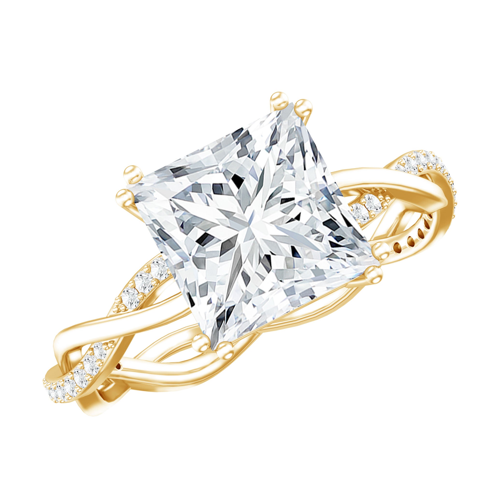 3 CT Princess Cut Moissanite Engagement Ring in Double Prong Setting D-VS1 - Rosec Jewels