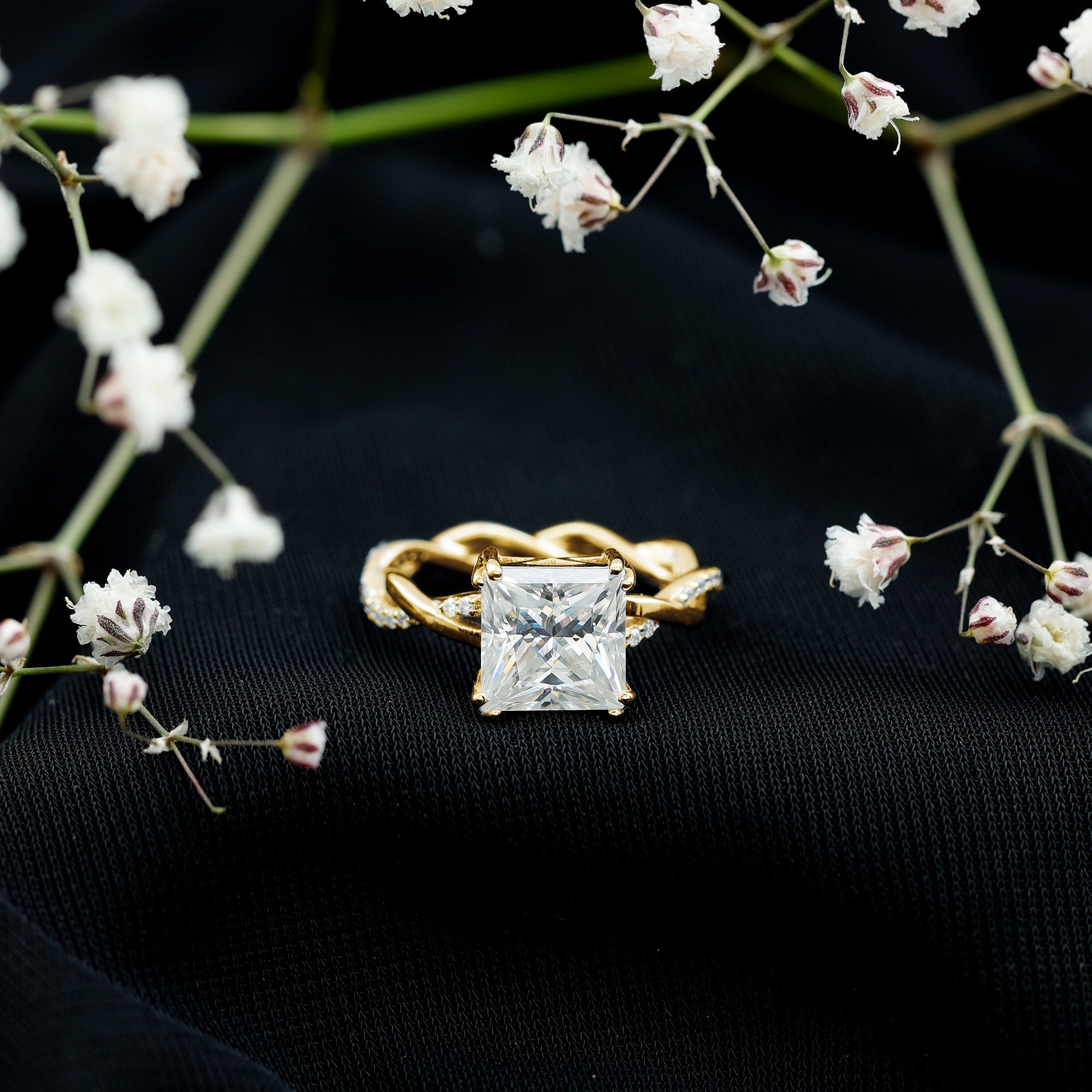 3 CT Princess Cut Moissanite Engagement Ring in Double Prong Setting D-VS1 - Rosec Jewels