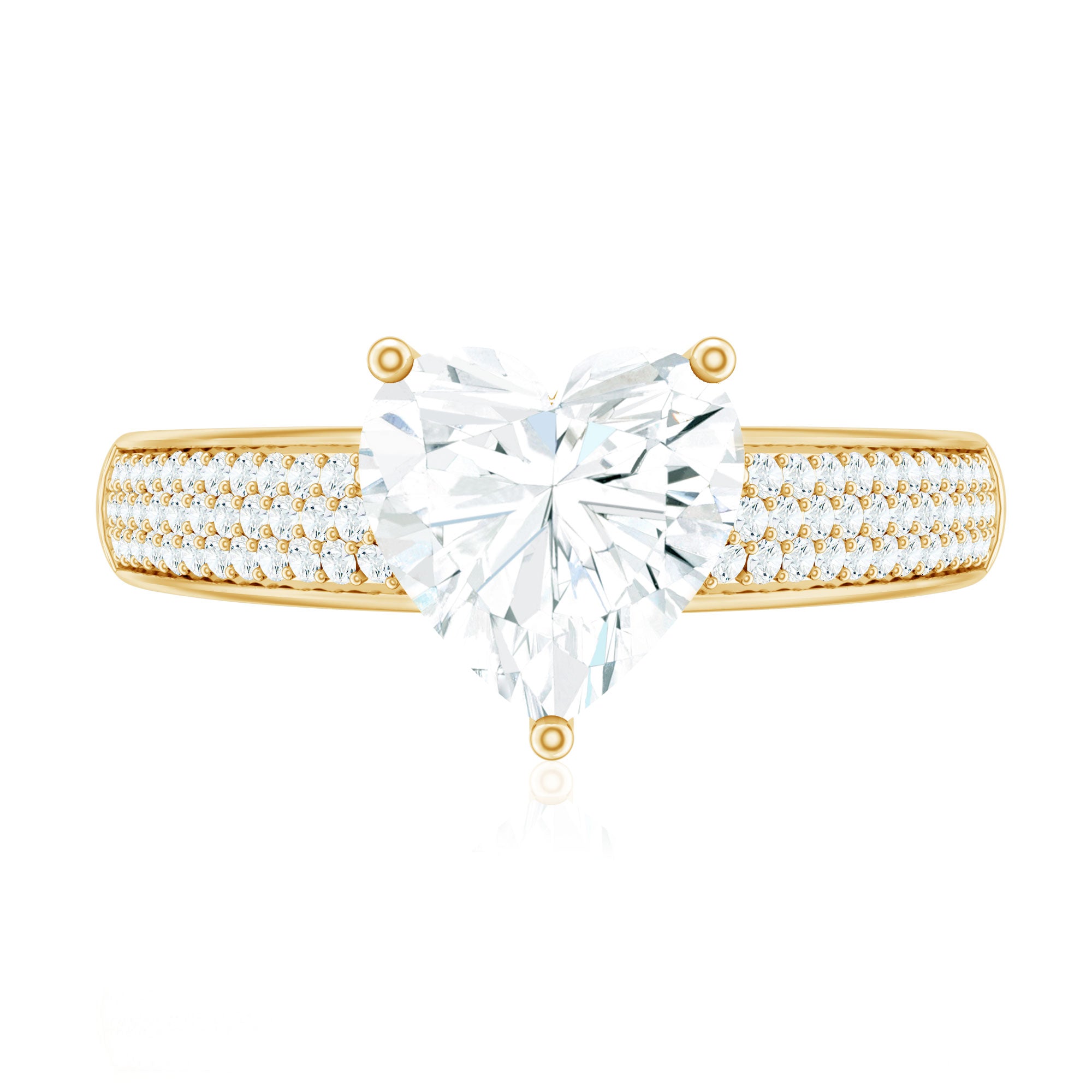 Certified Moissanite Heart Engagement Ring with Side Stones D-VS1 - Rosec Jewels