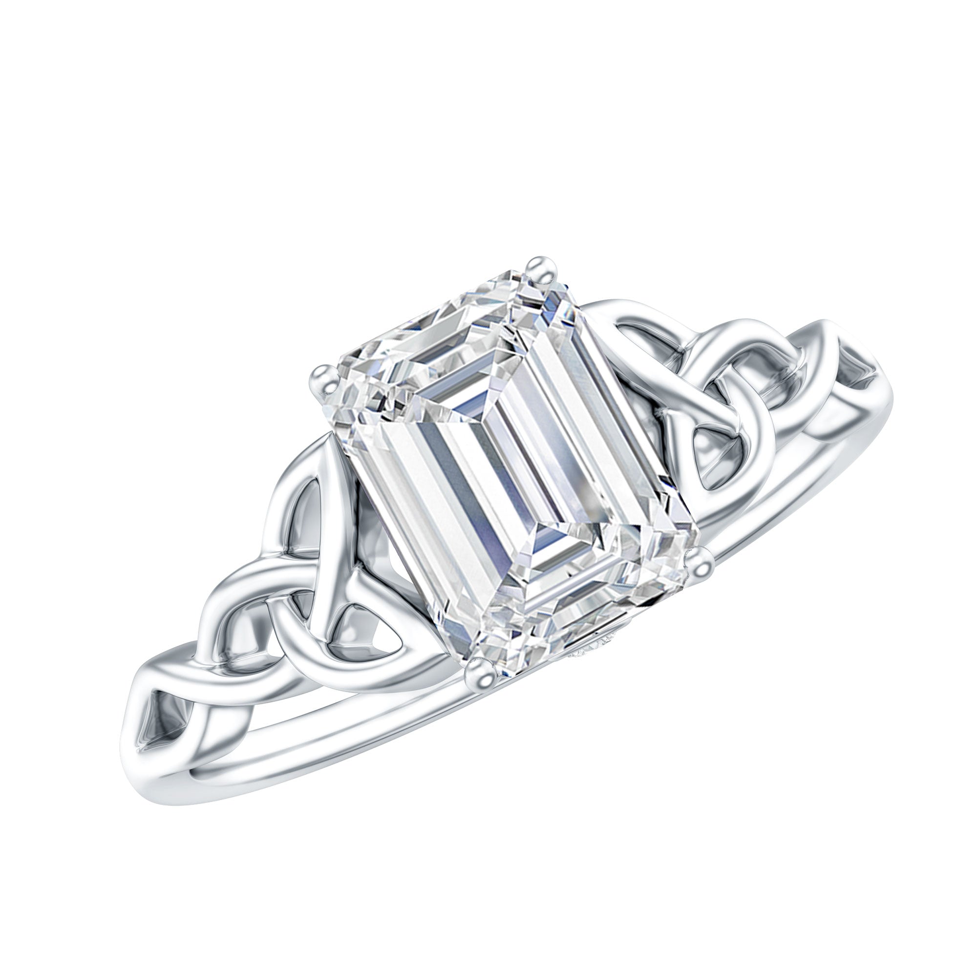 2 CT Moissanite Engagement Ring with Celtic Details D-VS1 - Rosec Jewels
