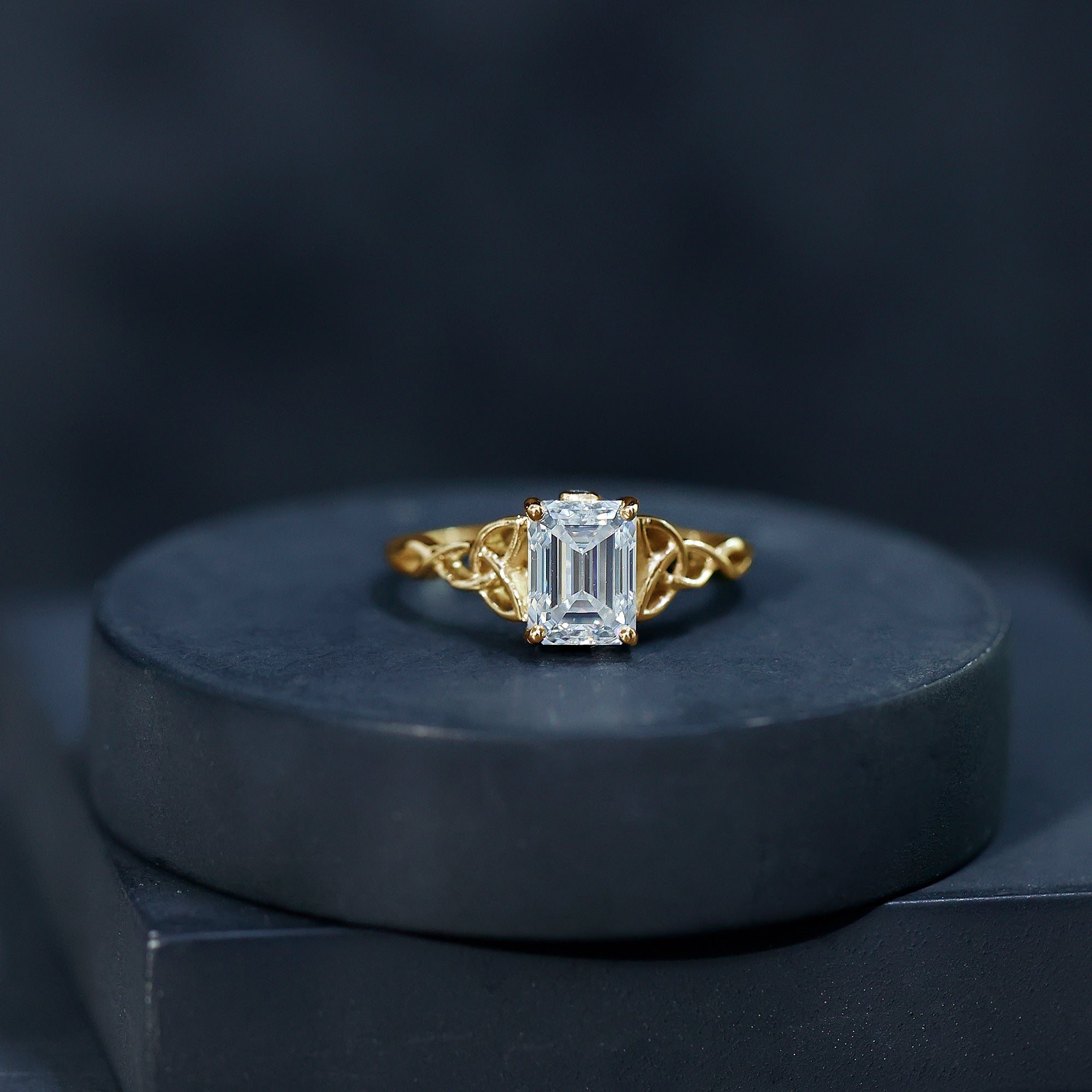 2 CT Moissanite Engagement Ring with Celtic Details D-VS1 - Rosec Jewels