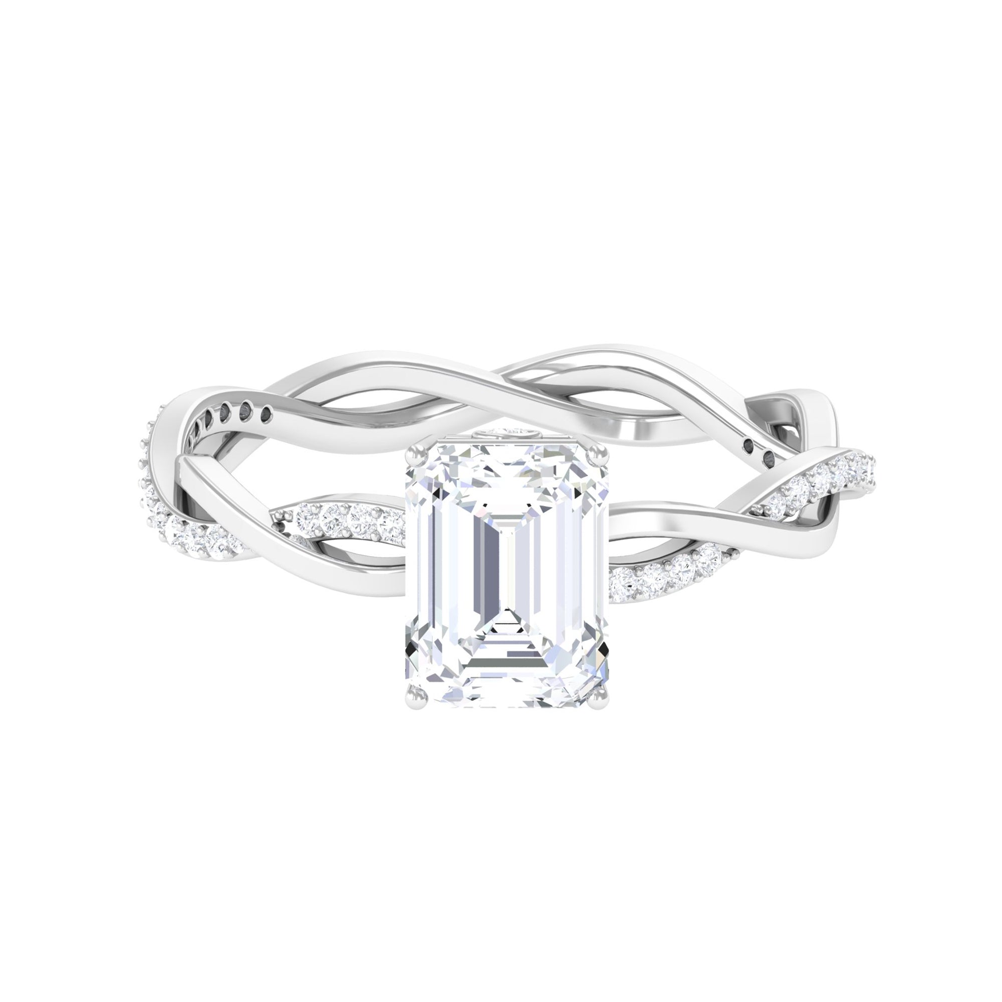 2 CT Octagon Cut Moissanite Solitaire Braided Gold Ring Moissanite - ( D-VS1 ) - Color and Clarity - Rosec Jewels