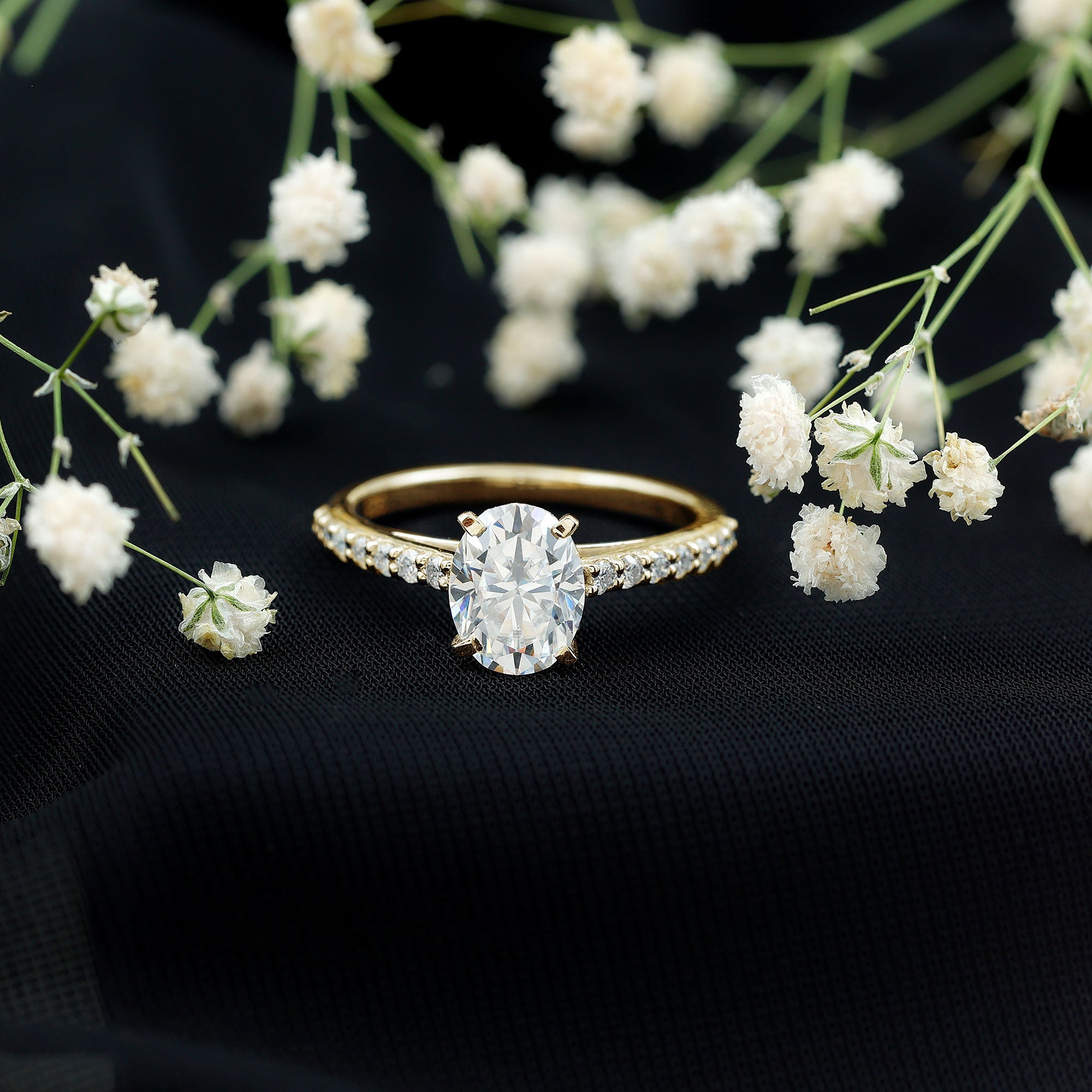 Brilliant Cut Moissanite Oval Engagement Ring D-VS1 - Rosec Jewels