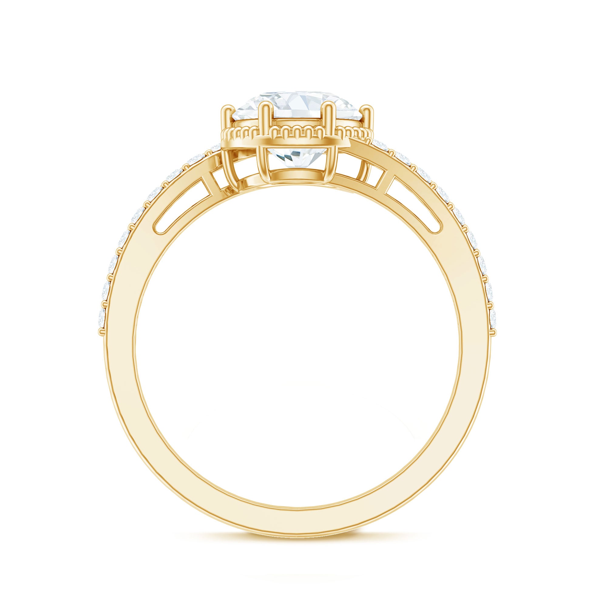 Rosec Jewels-Round Cut Solitaire Zircon Bypass Engagement Ring