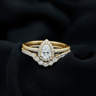 1.50 CT Certified Moissanite Designer Teardrop Ring Set Moissanite - ( D-VS1 ) - Color and Clarity - Rosec Jewels