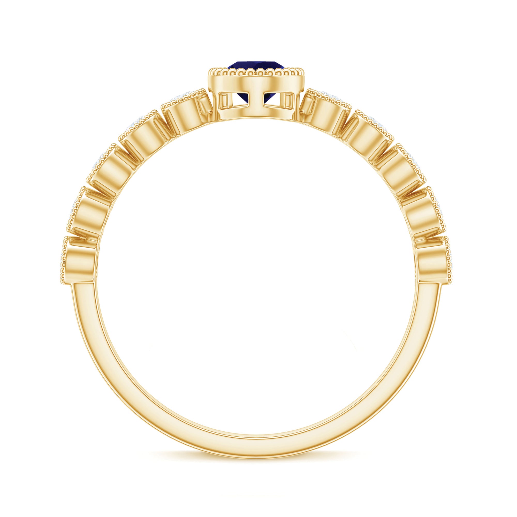 Pear Cut 0.5 Carat Blue Sapphire Engagement Ring with Diamonds AAA - Rosec Jewels