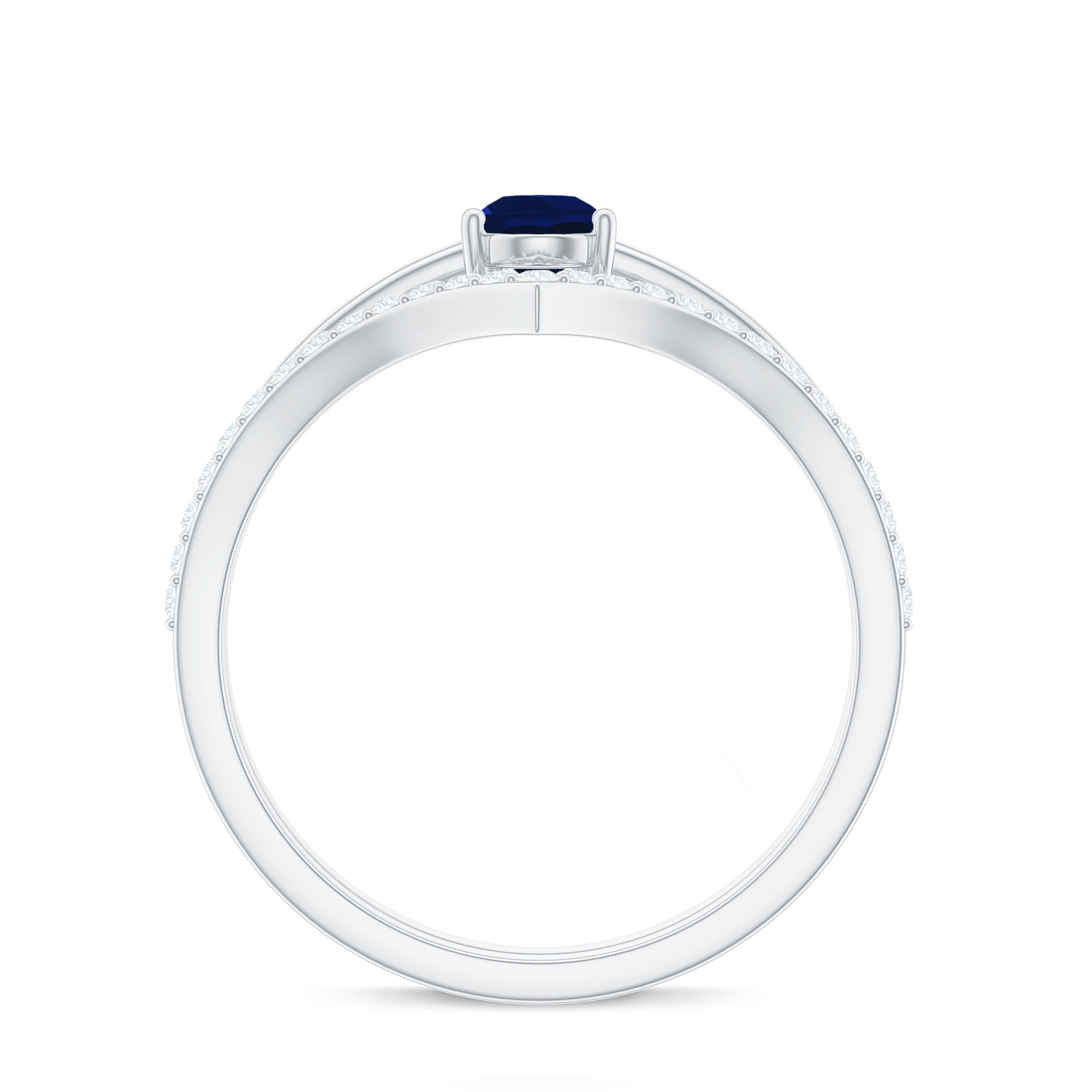1 CT Pear Cut Blue Sapphire Solitaire Ring Set with Diamond Enhancer Band AAA - Rosec Jewels