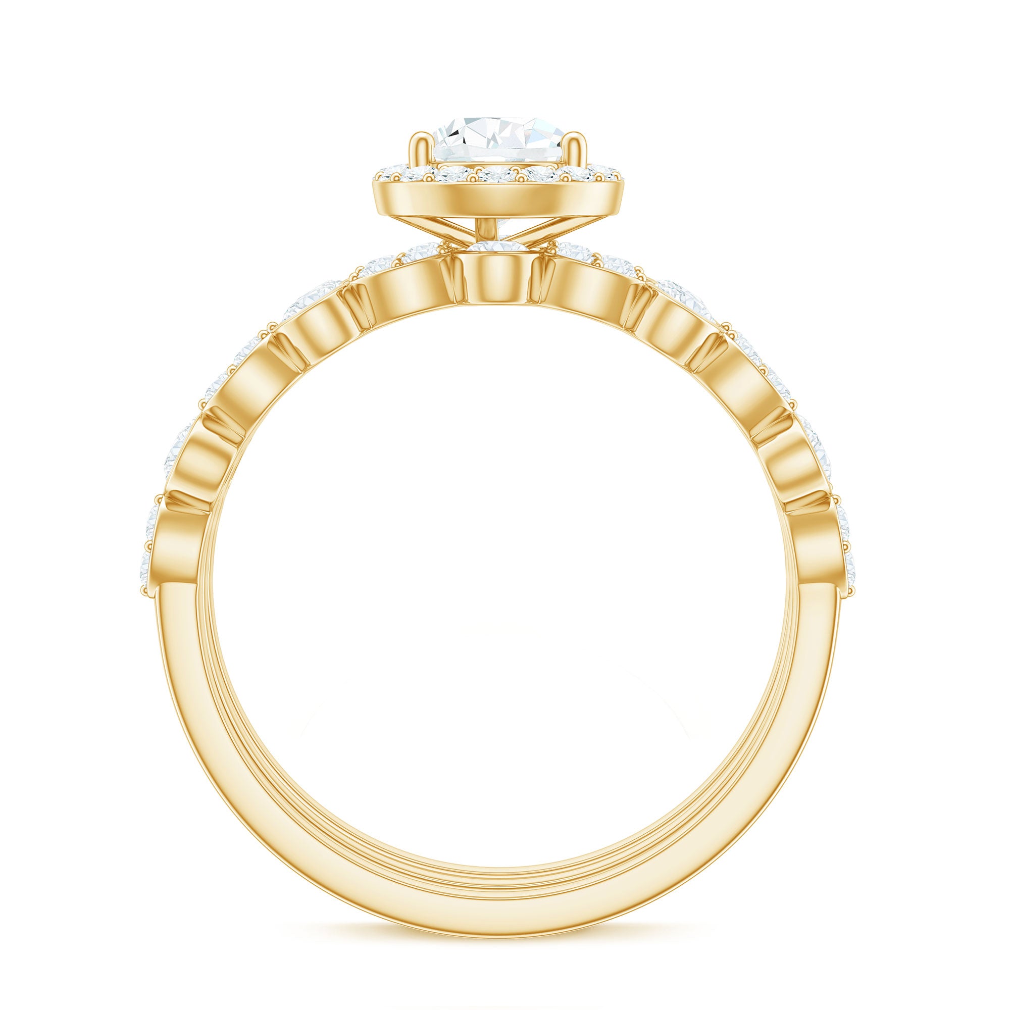 Rosec Jewels-Pear Shaped Moissanite Engagement Ring with 2 Enhancers