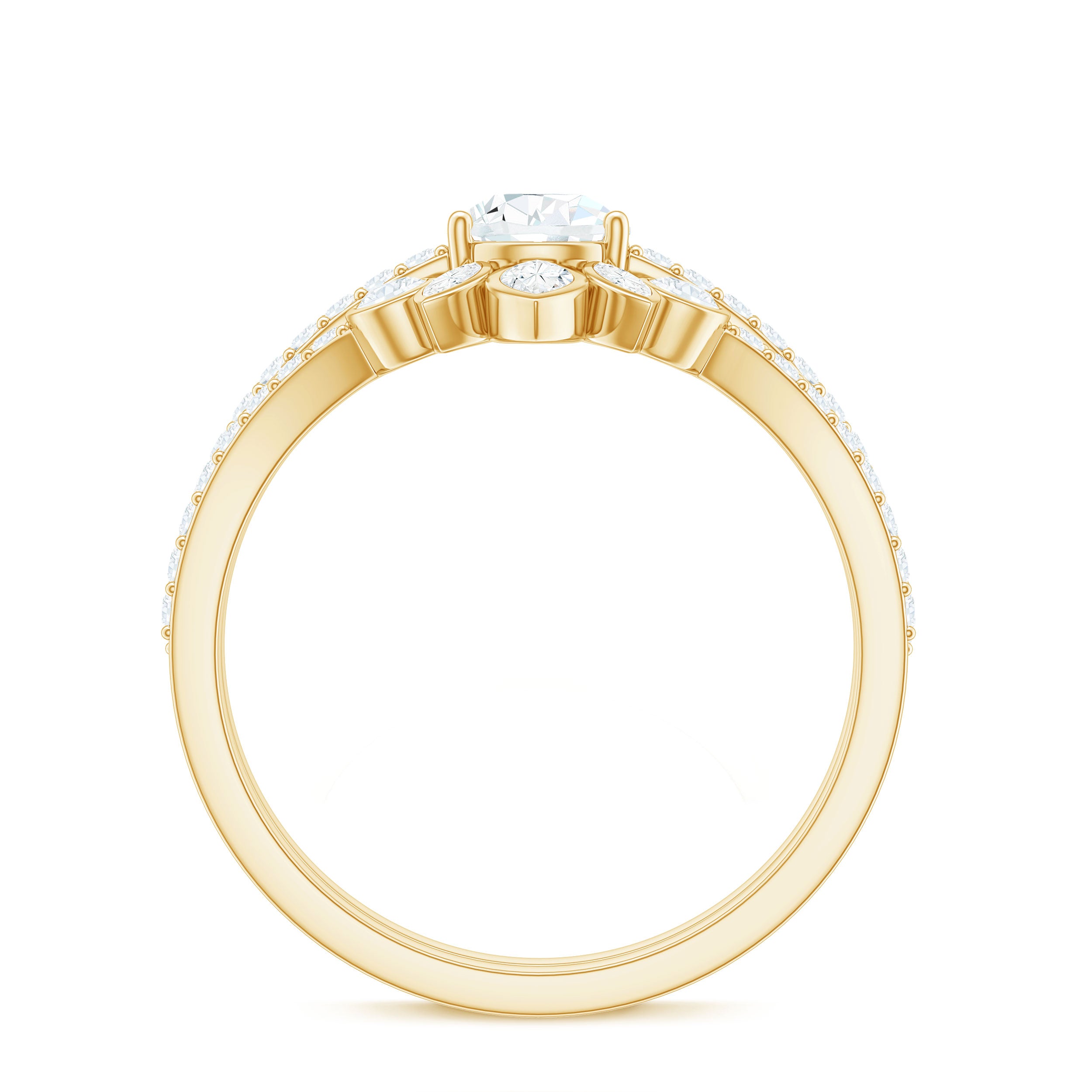 Rosec Jewels-Pear Cut Moissanite Solitaire Bridal Ring Set with Certificate