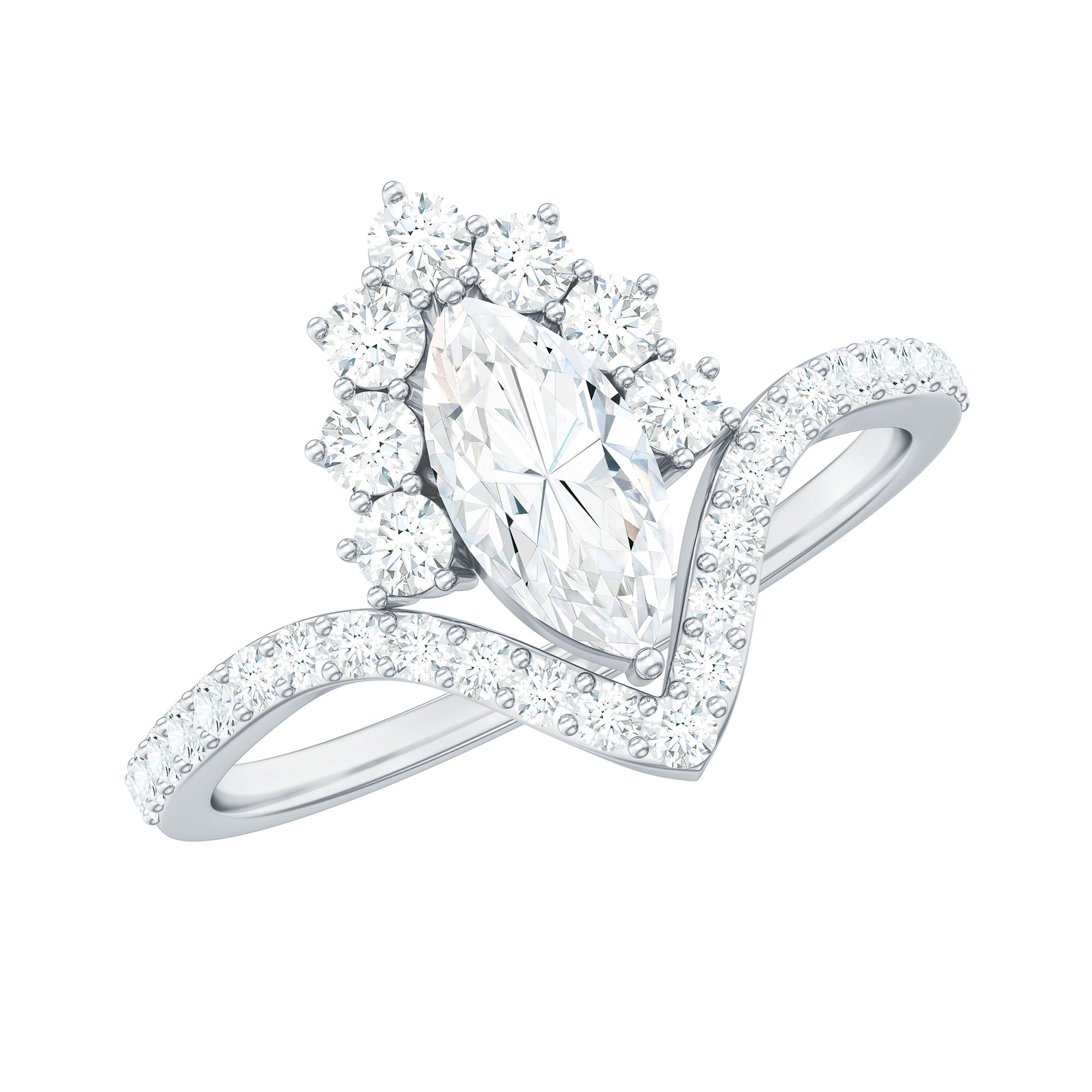Marquise Cut Moissanite Designer Engagement Ring