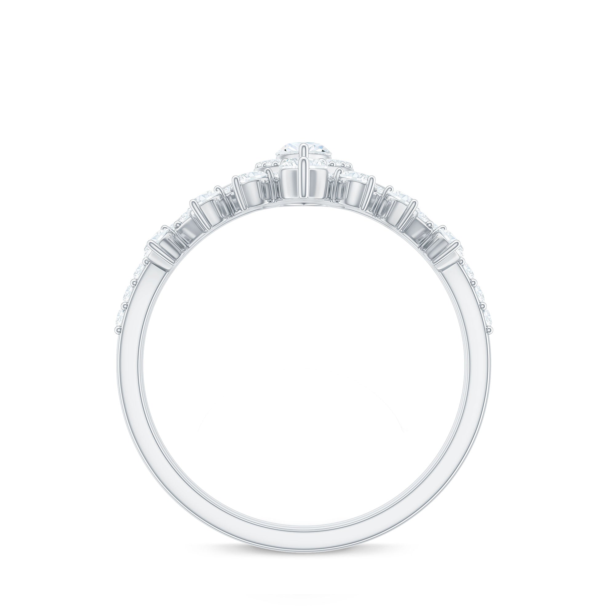 Rosec Jewels-Marquise Cut Moissanite Halo Wedding Ring Set For Women