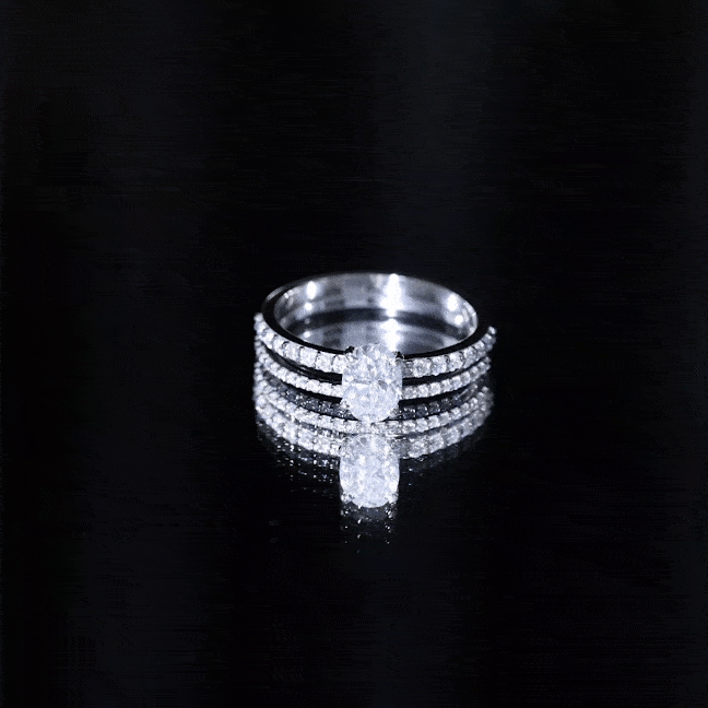 Rosec Jewels-Oval Shaped Moissanite Engagement Ring with Wedding Band Set