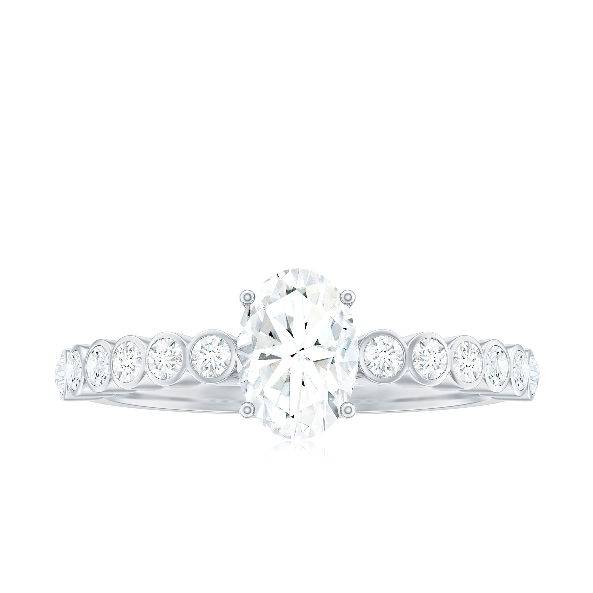 1.75 CT Prong Set Oval Cubic Zirconia Solitaire Engagement Ring AAAA - Rosec Jewels