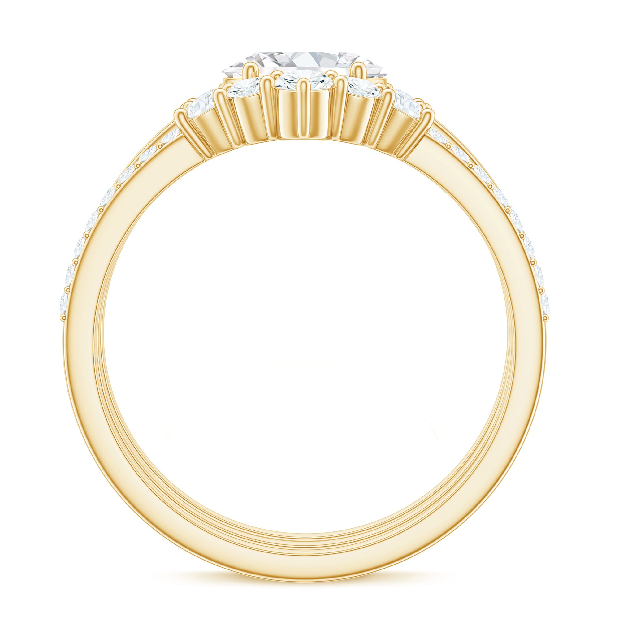 2.25 CT Oval Zircon Trio Wedding Ring Set in Gold AAAA - Rosec Jewels