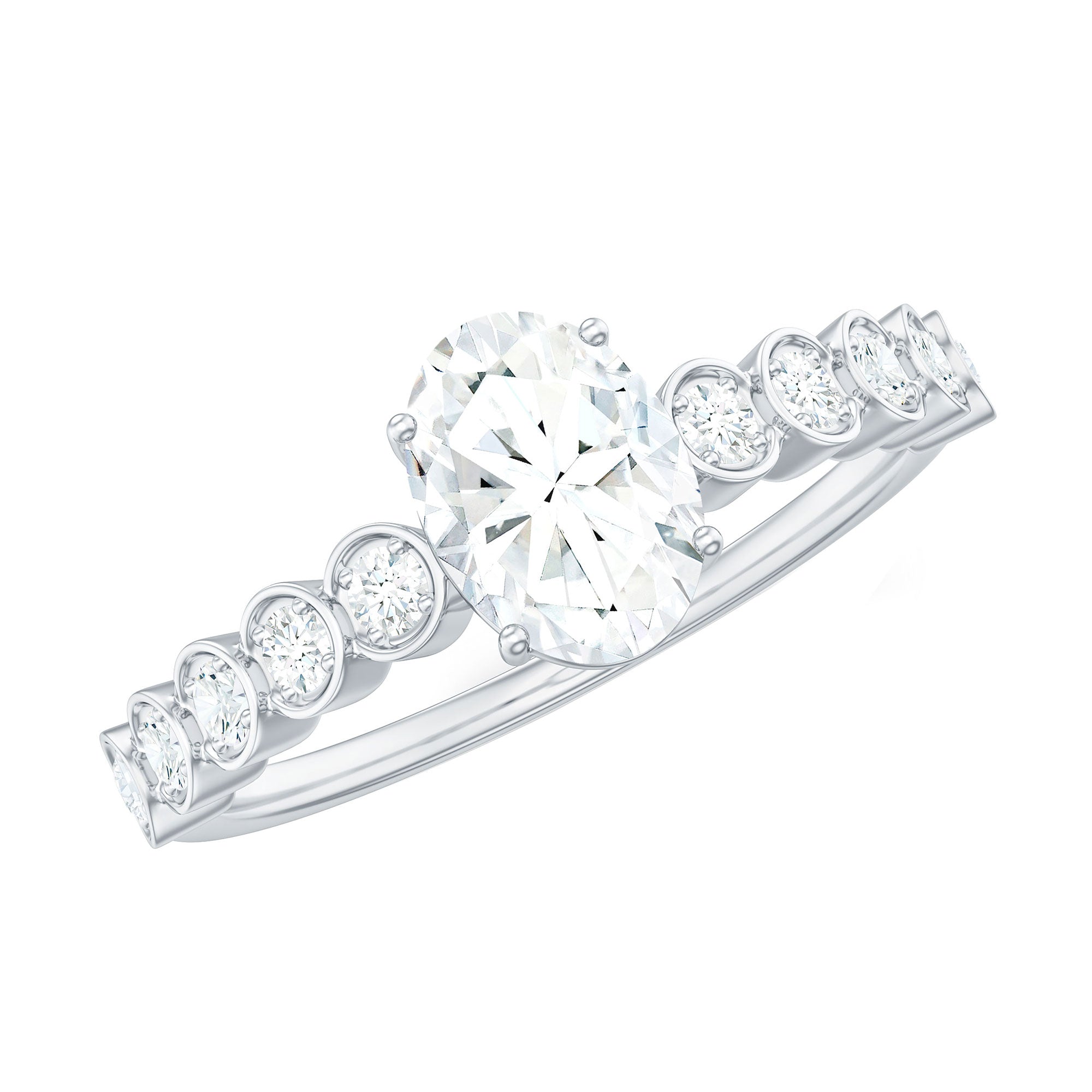 1.75 CT Prong Set Oval Cut Zircon Solitaire Engagement Ring AAAA - Rosec Jewels