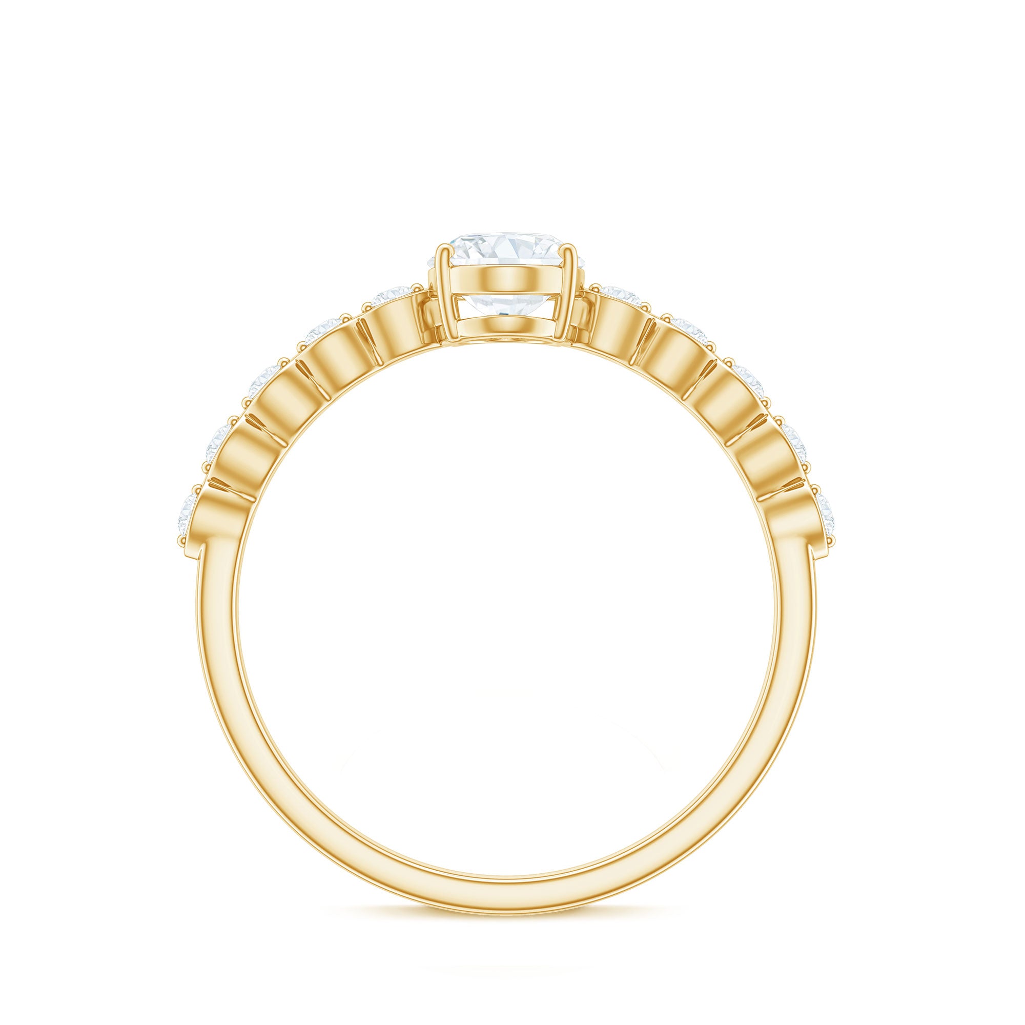 1.75 CT Oval Cut Solitaire Zircon Engagement Ring with Side Stones AAAA - Rosec Jewels