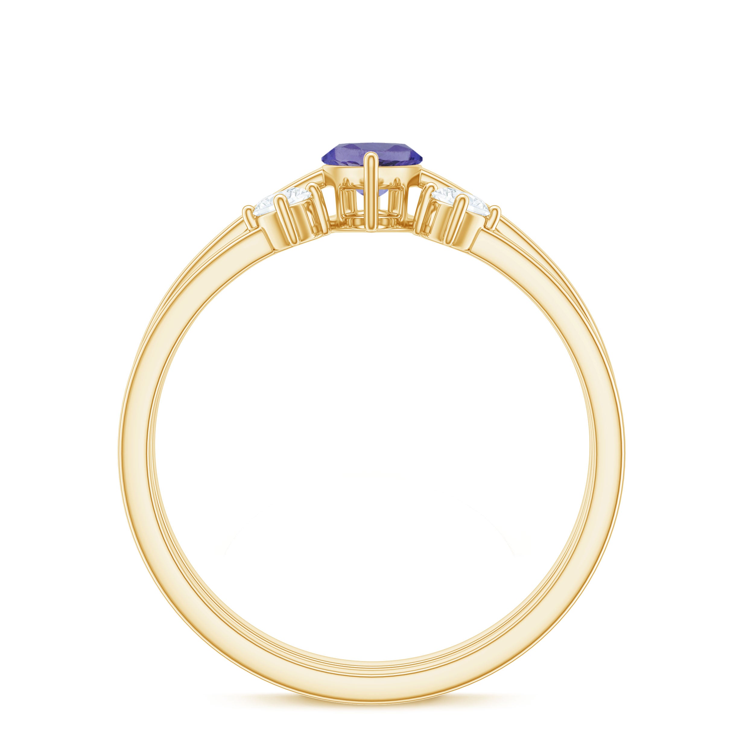 Natural Marquise Tanzanite Diamond Promise Ring Set of 2 AAA - Rosec Jewels
