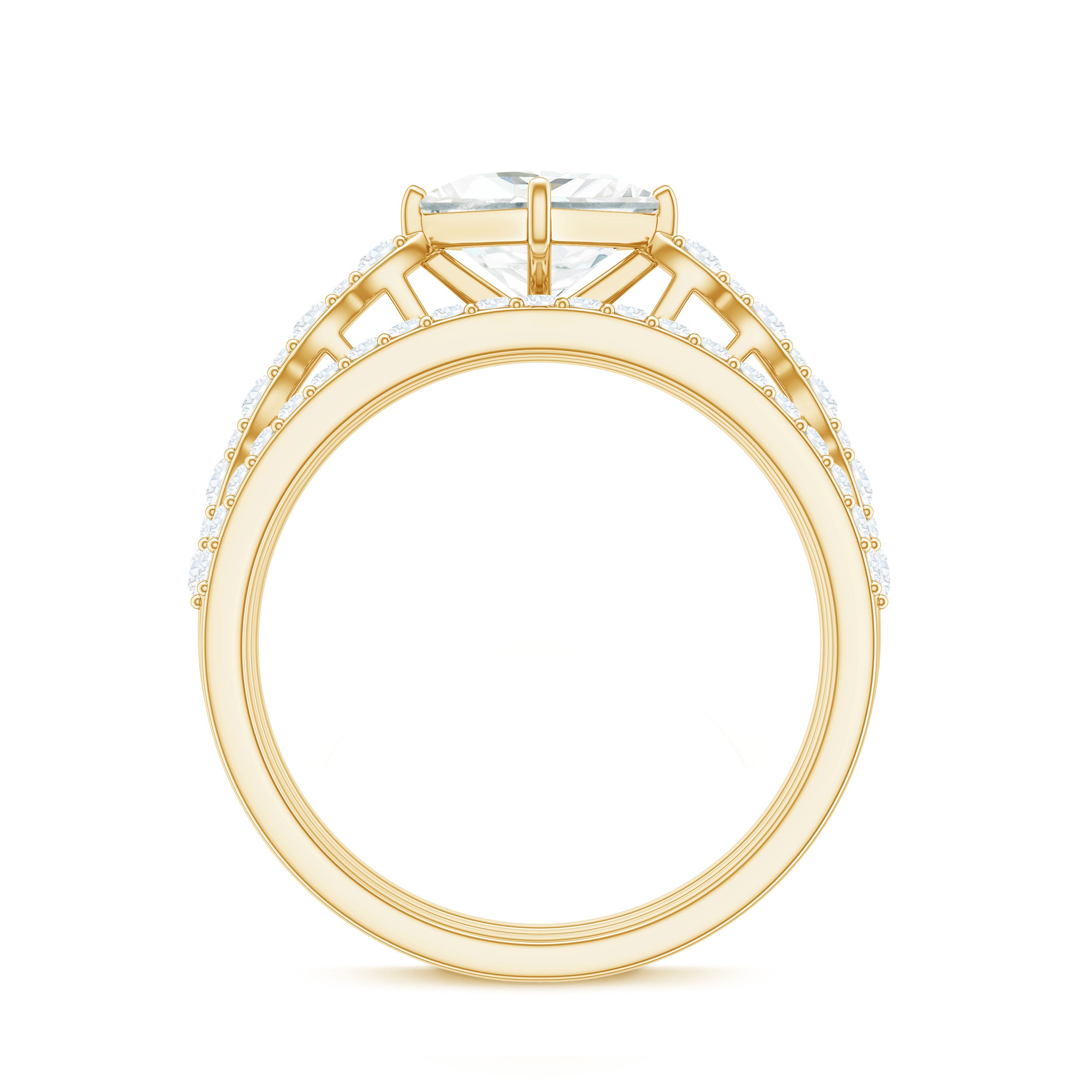 Rosec Jewels-Princess Cut Moissanite 3 Piece Bridal Ring Set
