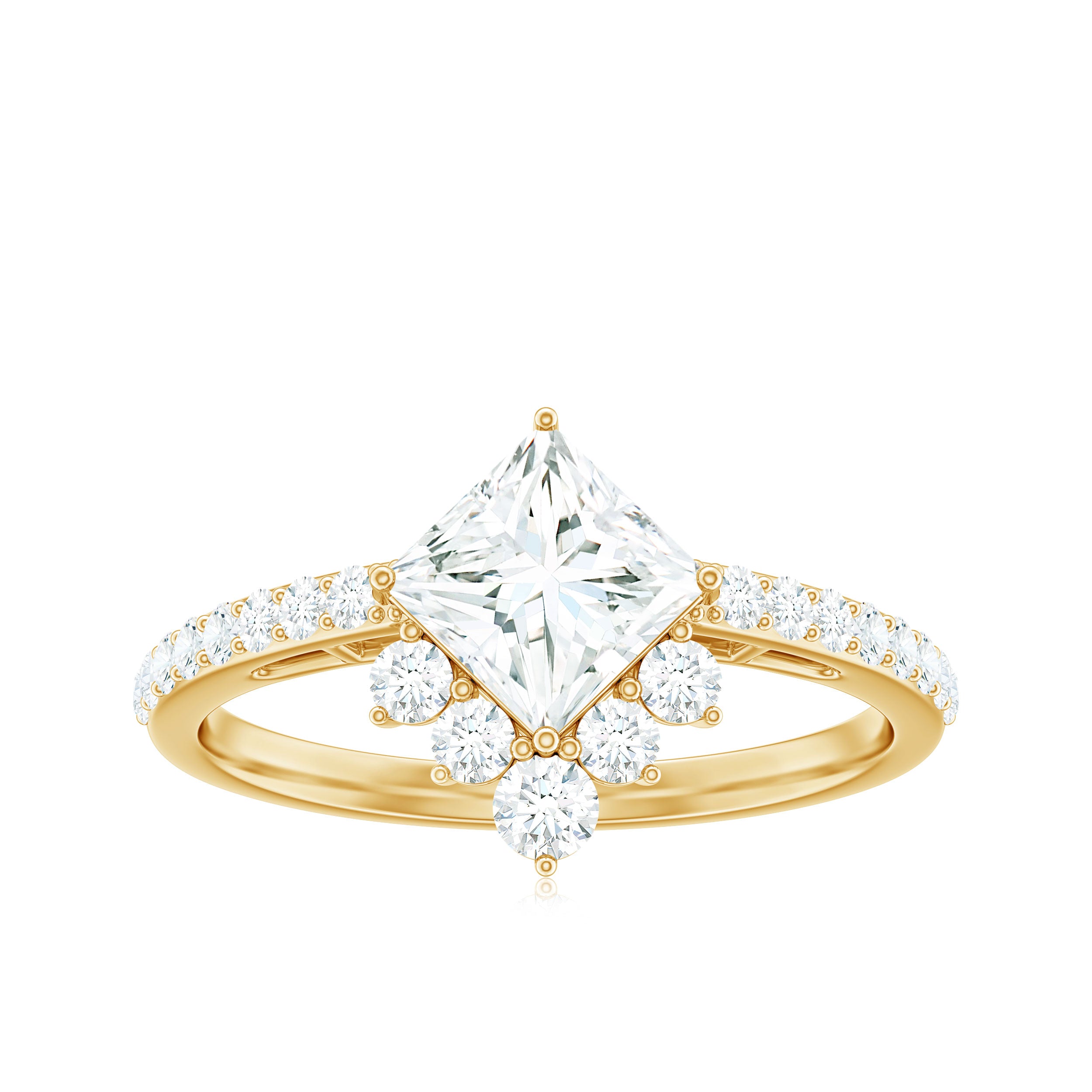 Princess Cut Moissanite Designer Engagement Ring for Women D-VS1 - Rosec Jewels