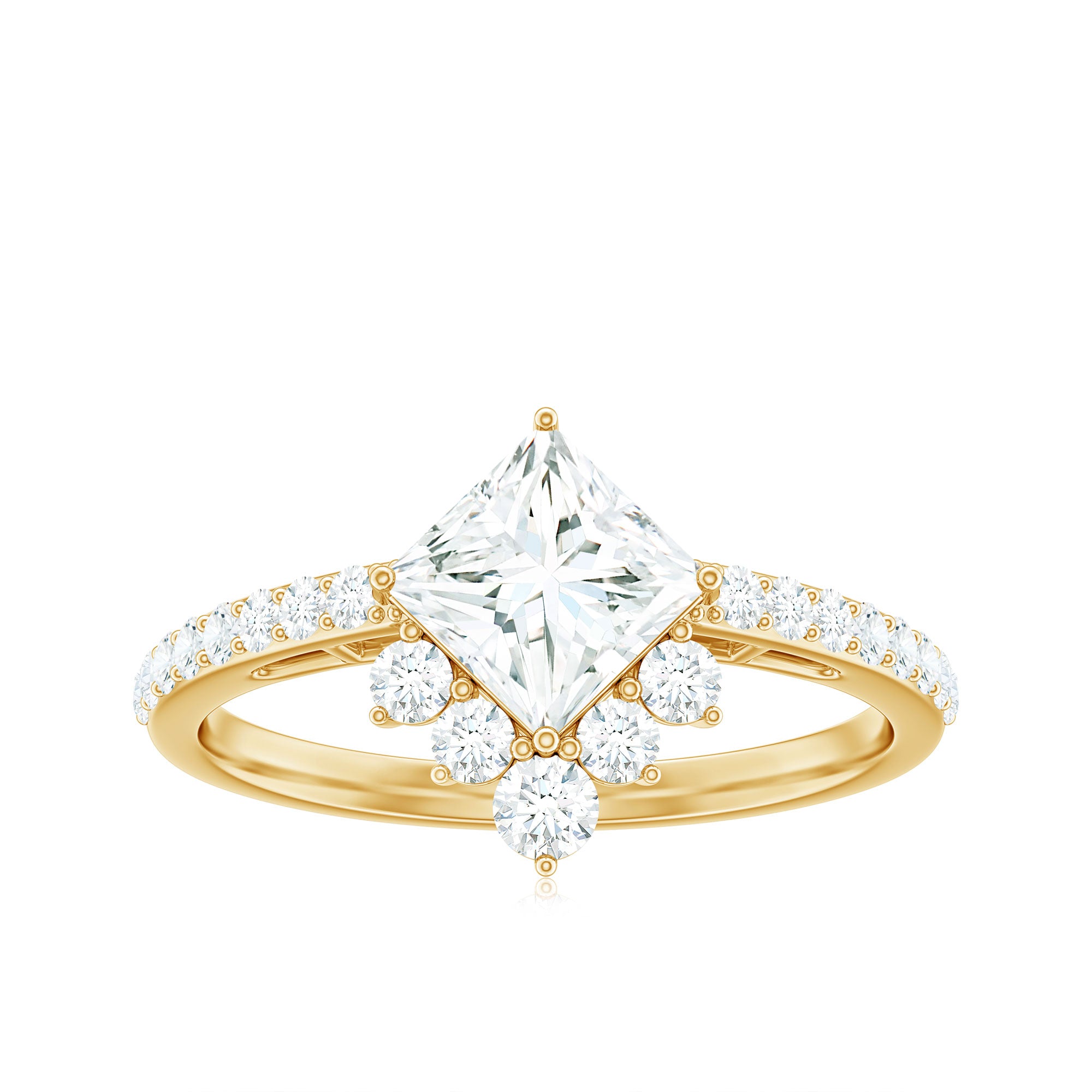 1.75 CT Princess Cut Solitaire Zircon Designer Engagement Ring AAAA - Rosec Jewels