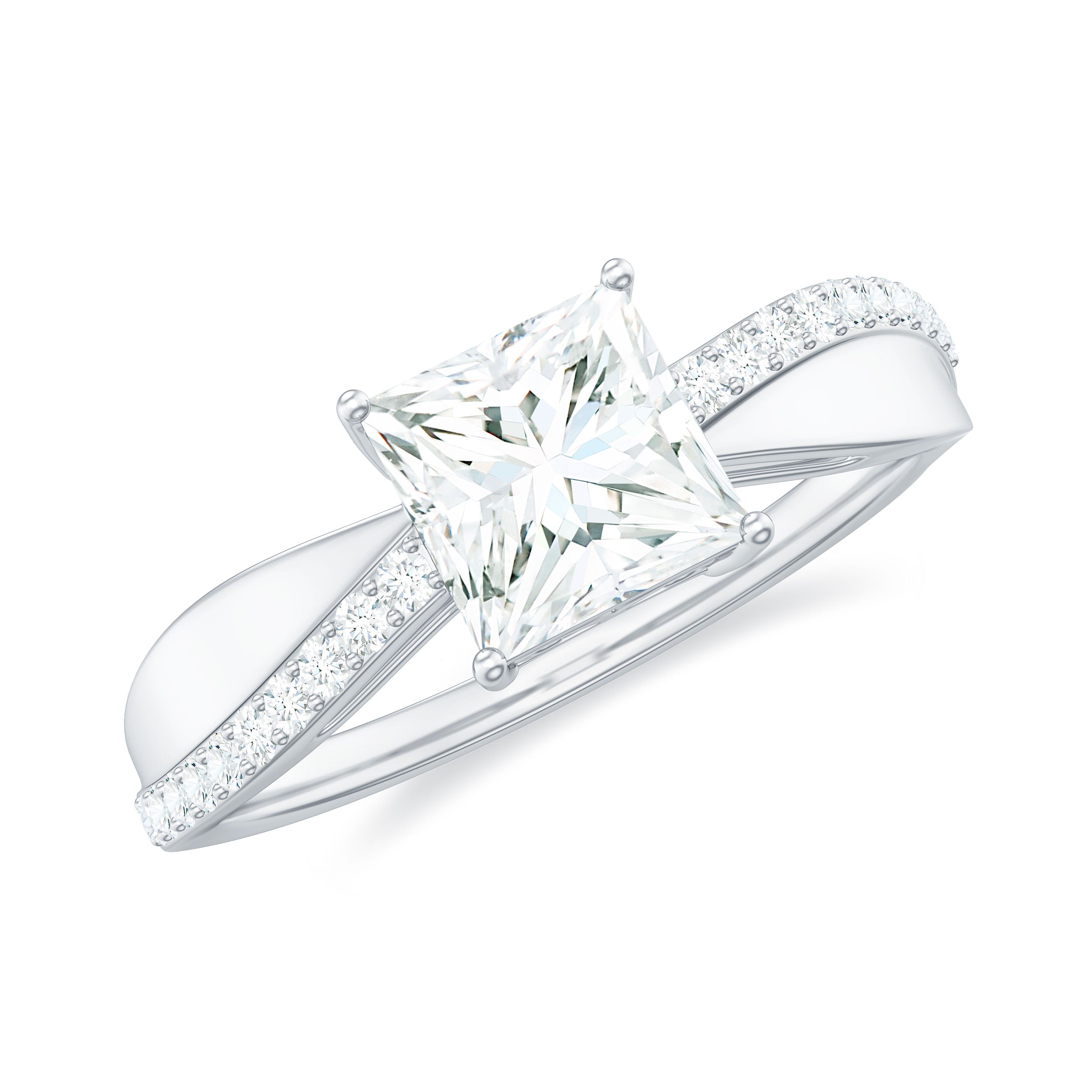 1 Carat Princess Cut Cubic Zirconia Solitaire Engagement Ring