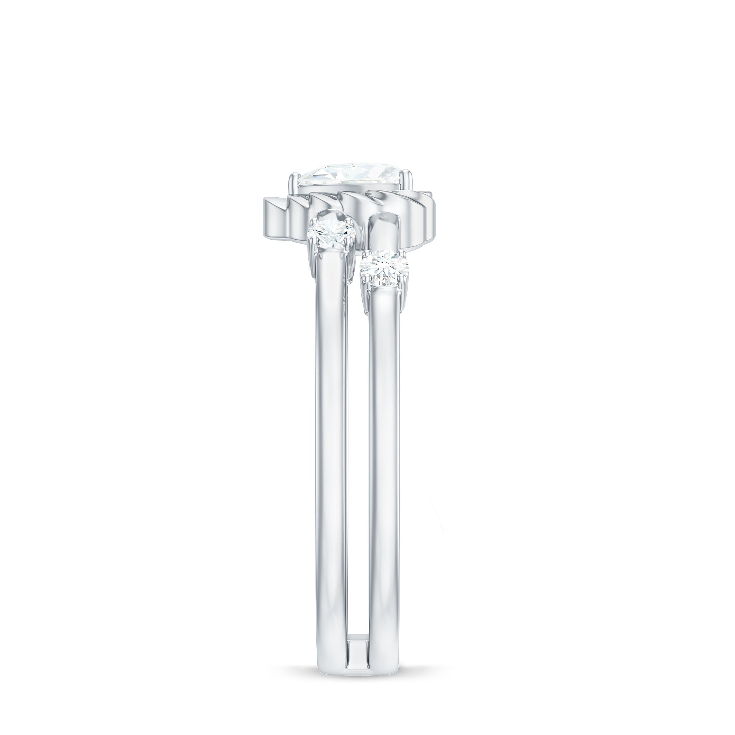 Zircon Solitaire Double Band Ring AAAA - Rosec Jewels