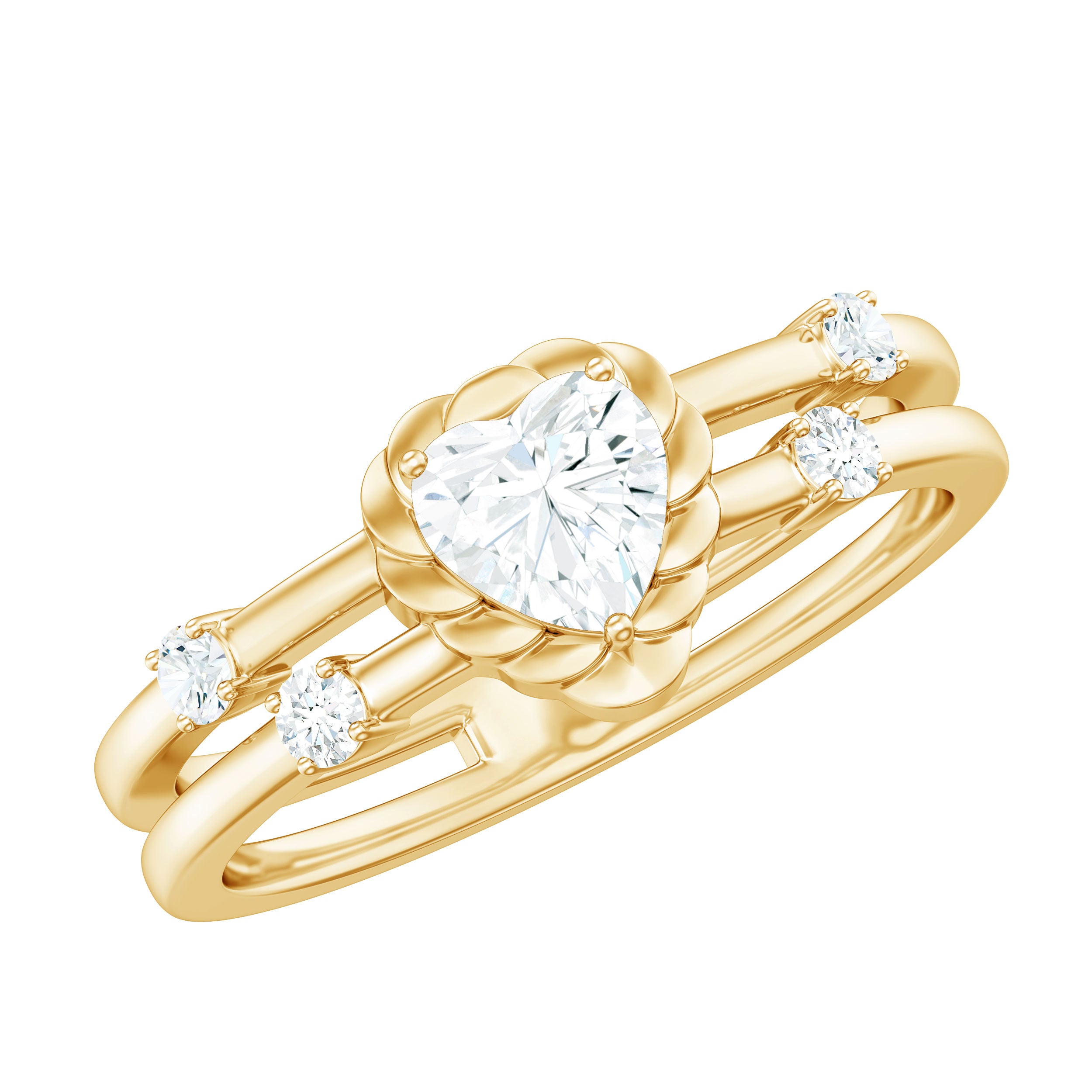 Zircon Solitaire Double Band Ring AAAA - Rosec Jewels