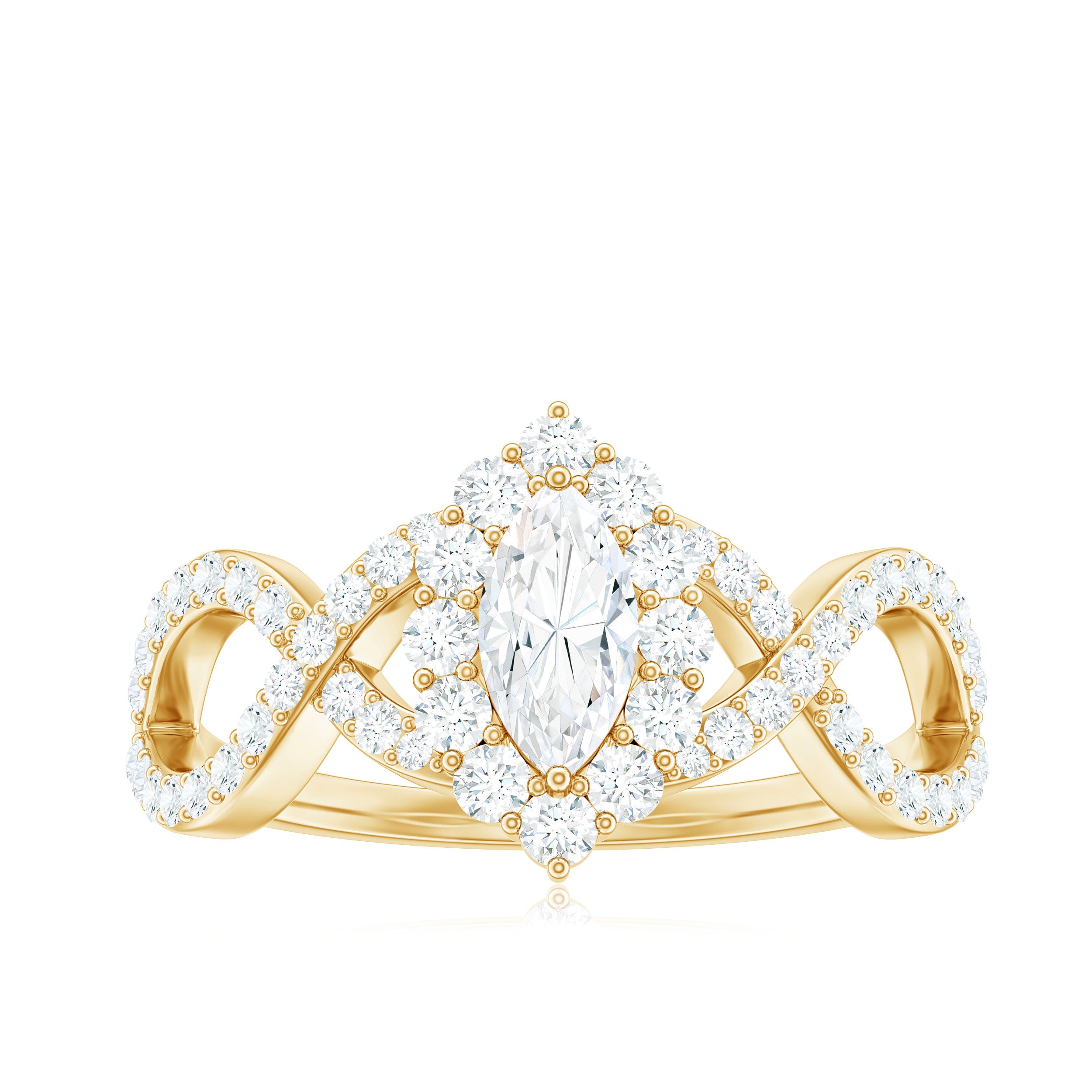 1.50 CT Marquise Cut Zircon Crossover Engagement Ring AAAA - Rosec Jewels