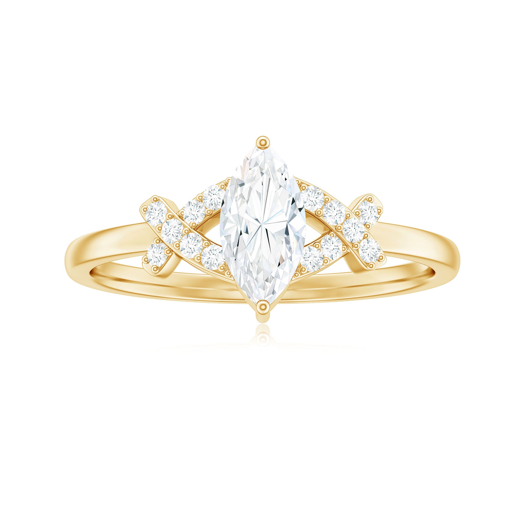 Certified Moissanite Marquise Engagement Ring for Women D-VS1 - Rosec Jewels