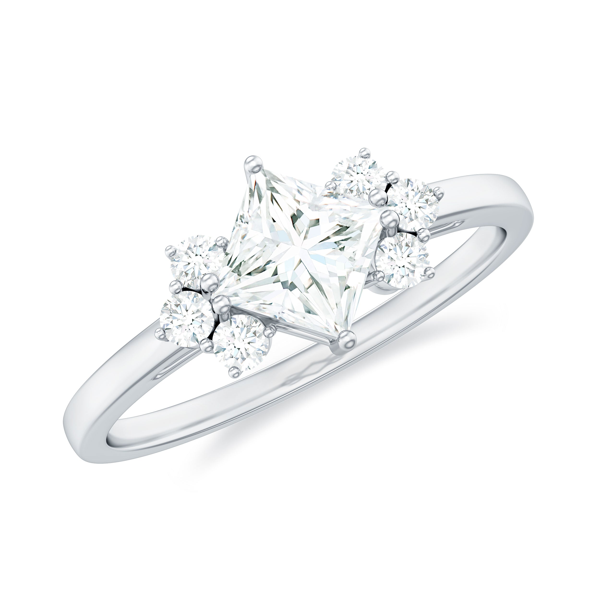 1 CT Princess Cut Cubic Zirconia Engagement Ring in Prong Setting AAAA - Rosec Jewels