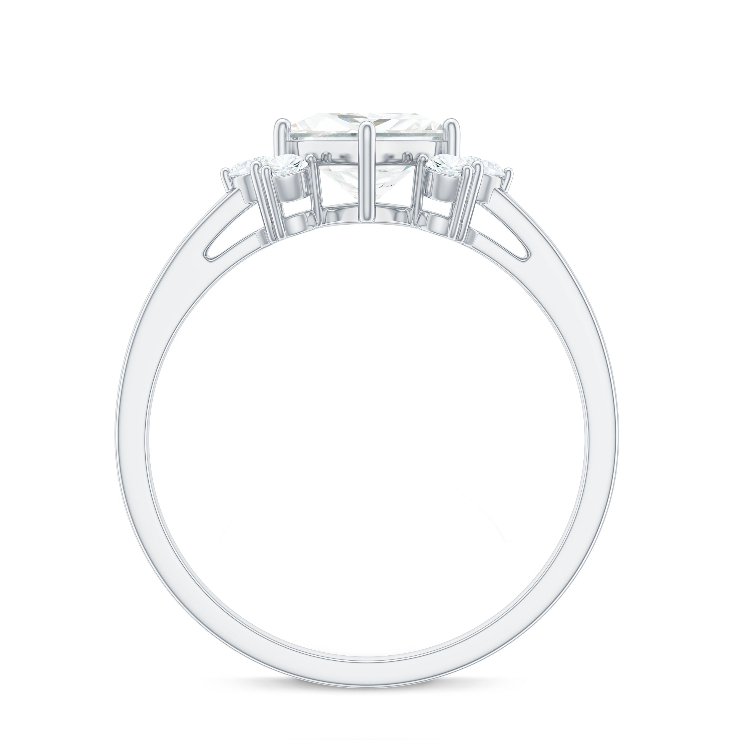 1 CT Princess Cut Cubic Zirconia Engagement Ring in Prong Setting AAAA - Rosec Jewels