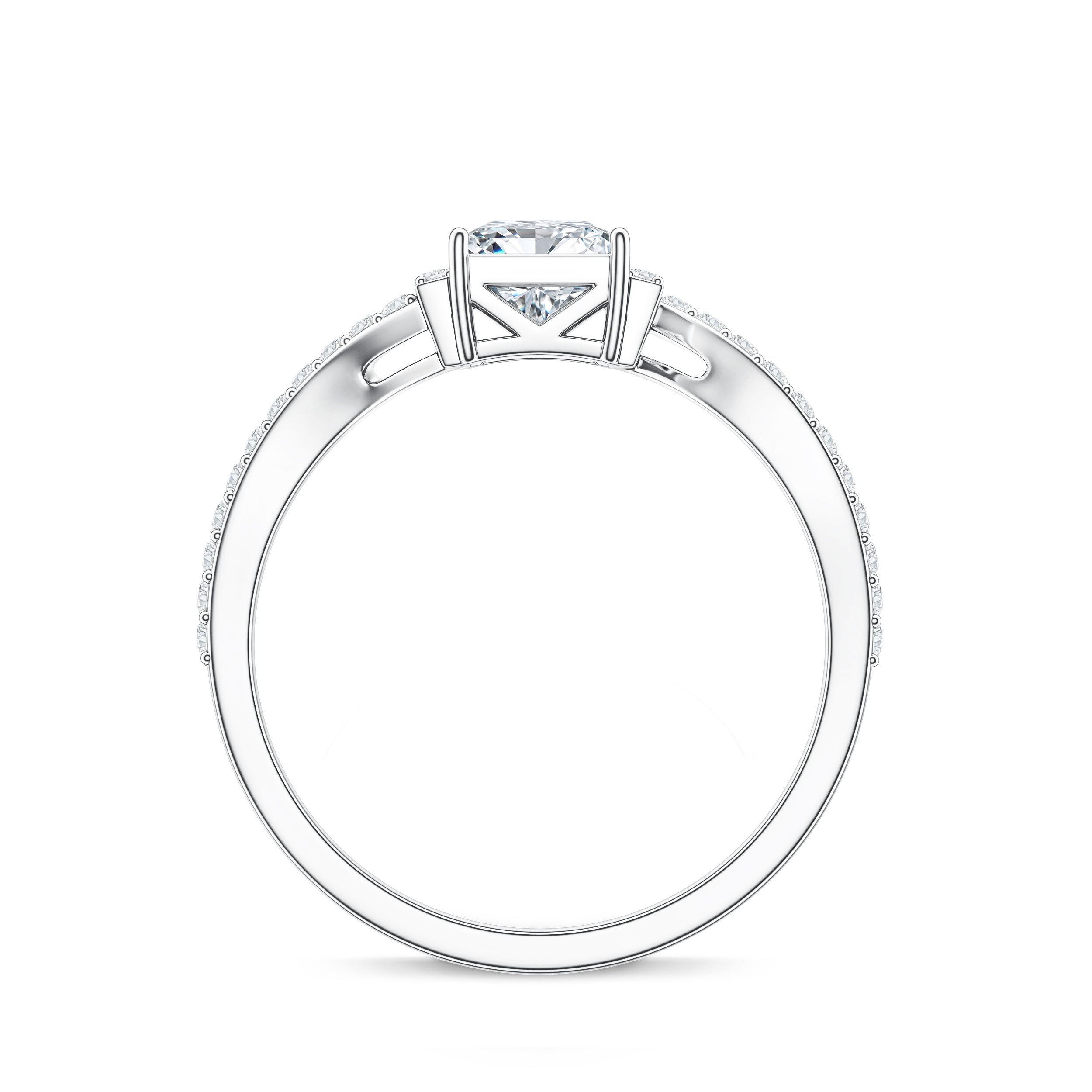 Princess Cut Moissanite Bypass Engagement Ring for Women D-VS1 - Rosec Jewels