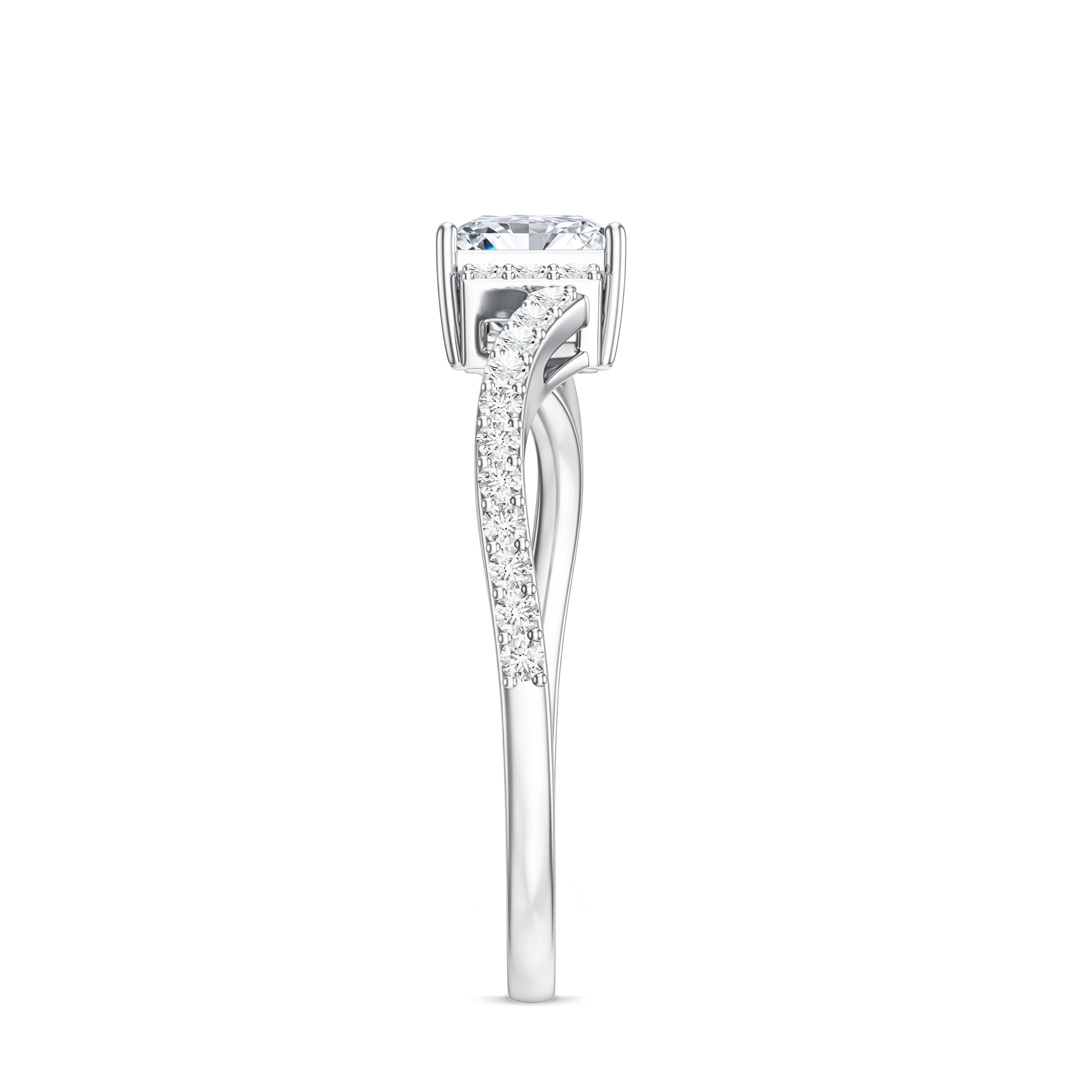 Rosec Jewels-Princess Cut Moissanite Bypass Engagement Ring for Women