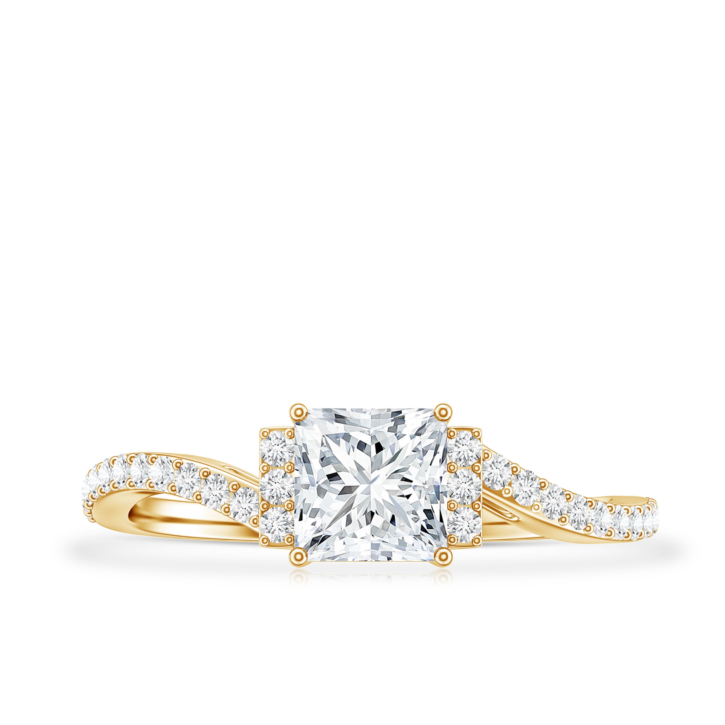 Rosec Jewels-Princess Cut Moissanite Bypass Engagement Ring for Women