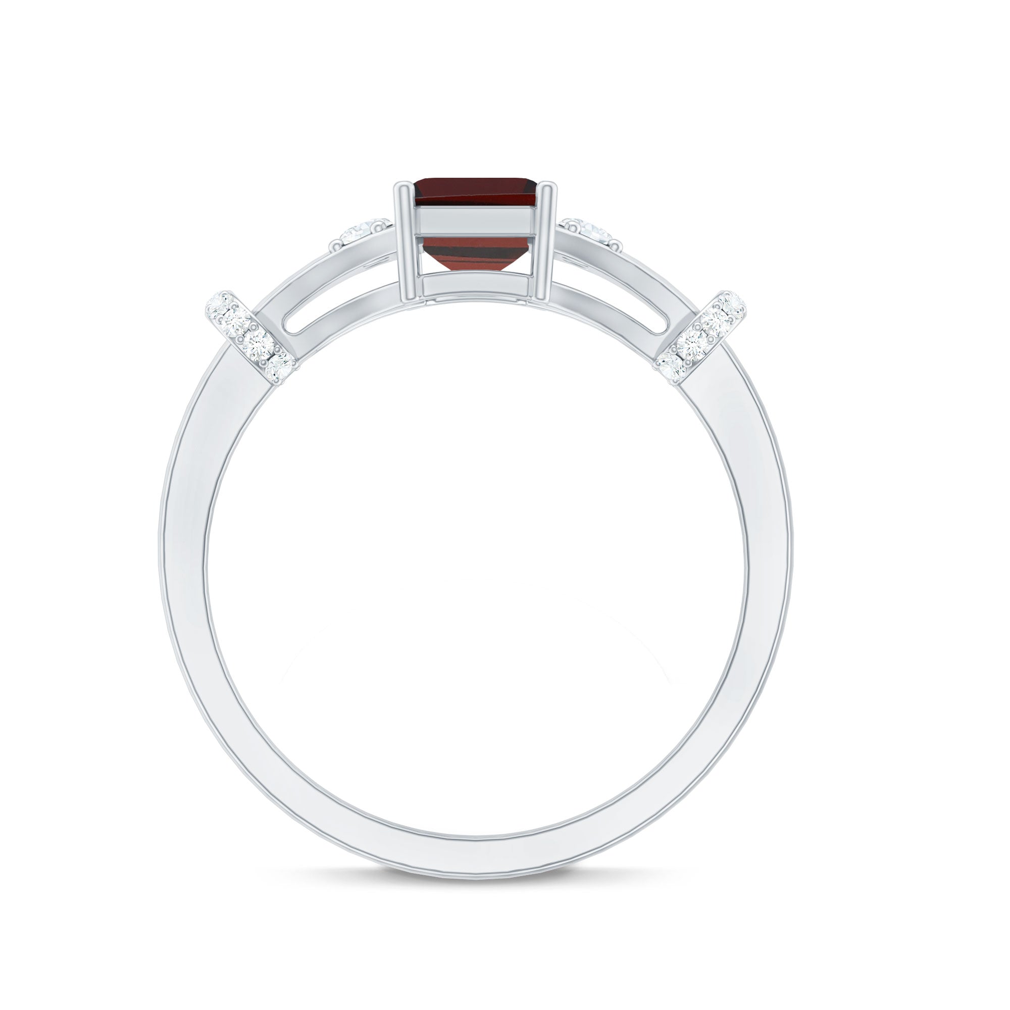 Real 6X8mm Garnet Designer Engagement Ring with Diamond AAA - Rosec Jewels