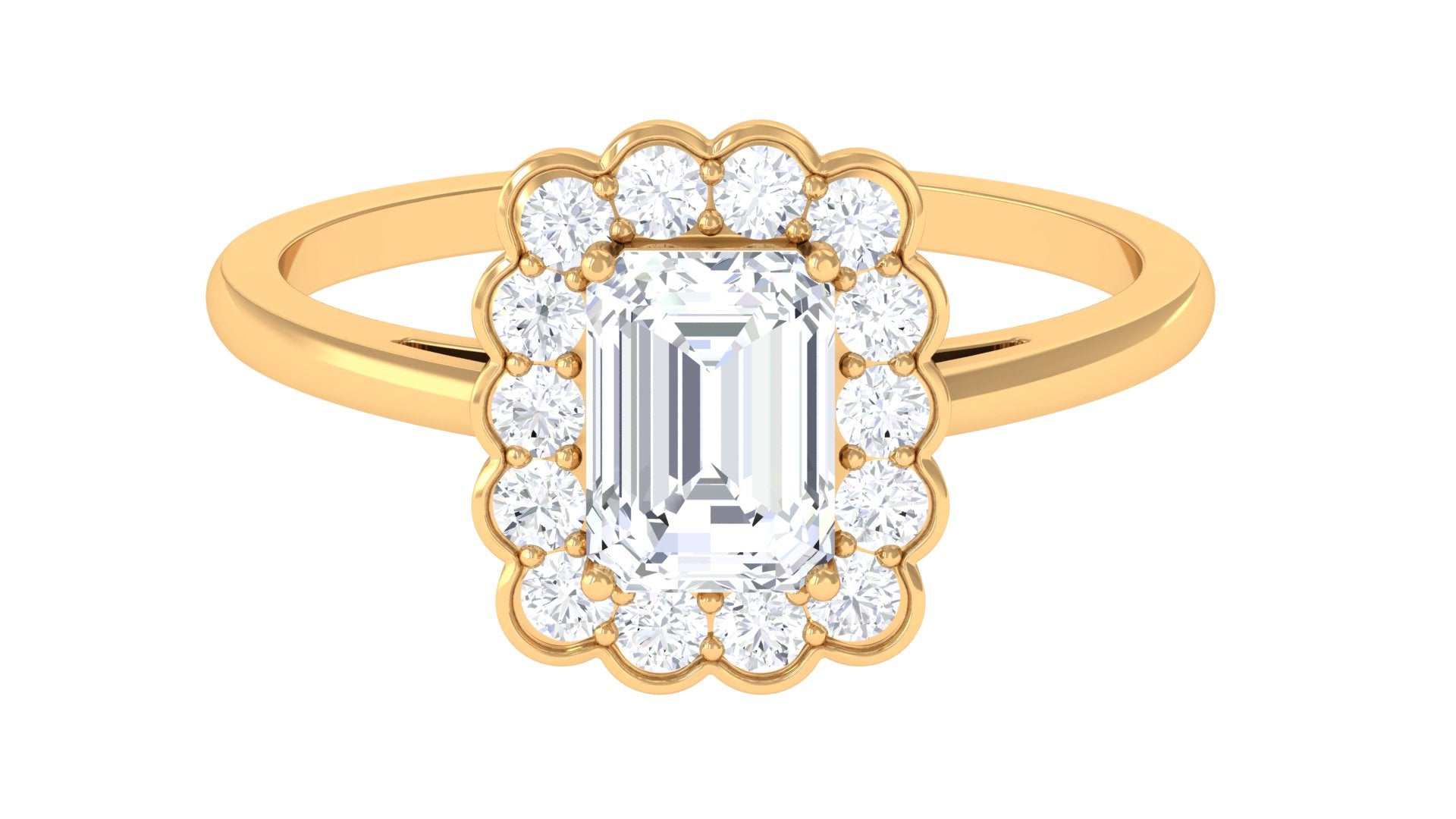 2.25 CT Octagon Cut Zircon Statement Engagement Ring with Halo AAAA - Rosec Jewels