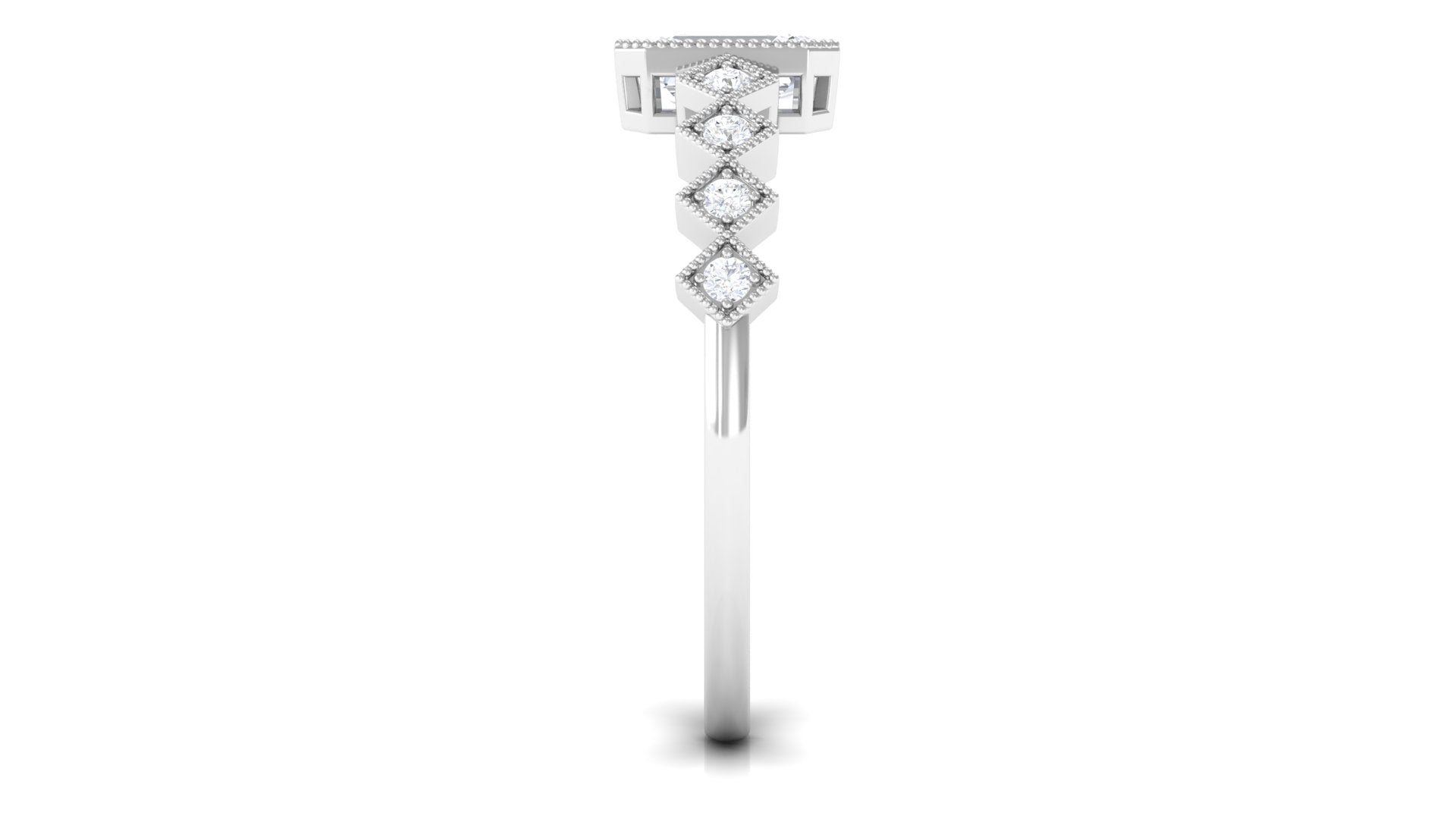 1 CT Octagon Cut Zircon Engagement Ring with Side Stones AAAA - Rosec Jewels