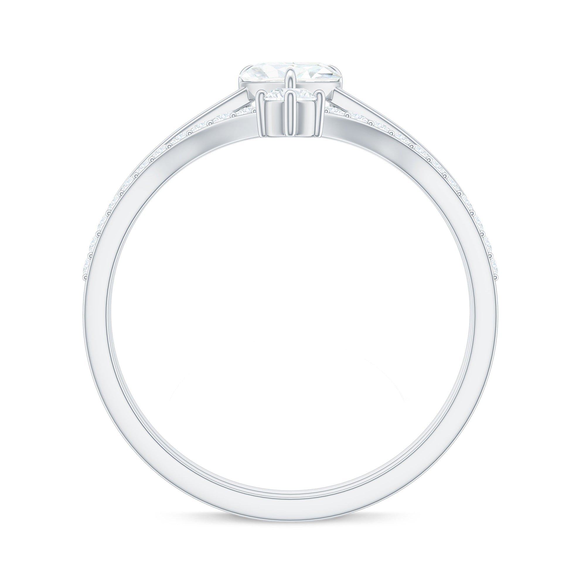 Rosec Jewels-Heart Shape Moissanite Solitaire Engagement Ring with Enhancer