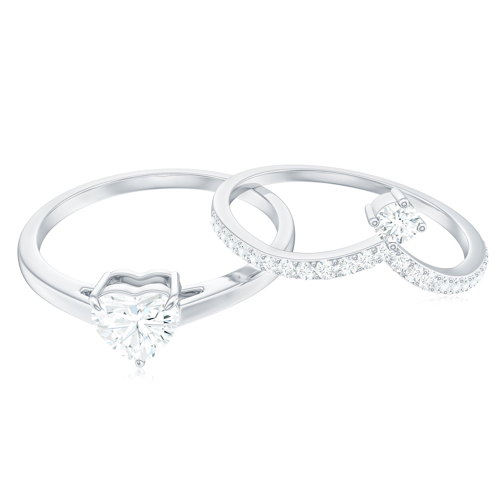 Rosec Jewels-Heart Shape Moissanite Solitaire Engagement Ring with Enhancer