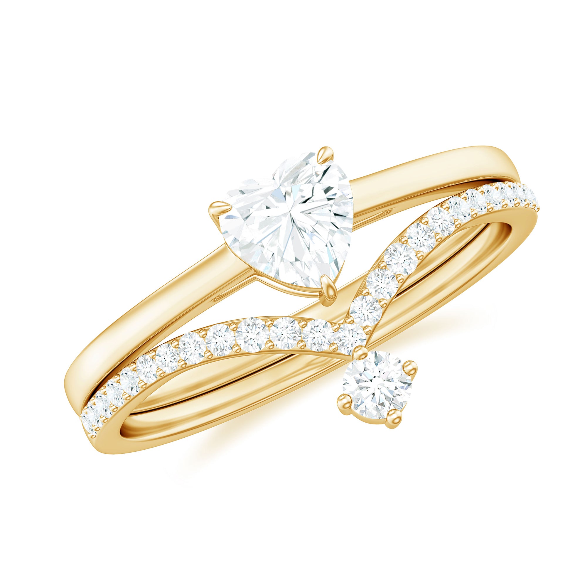 Rosec Jewels-Heart Shape Moissanite Solitaire Engagement Ring with Enhancer