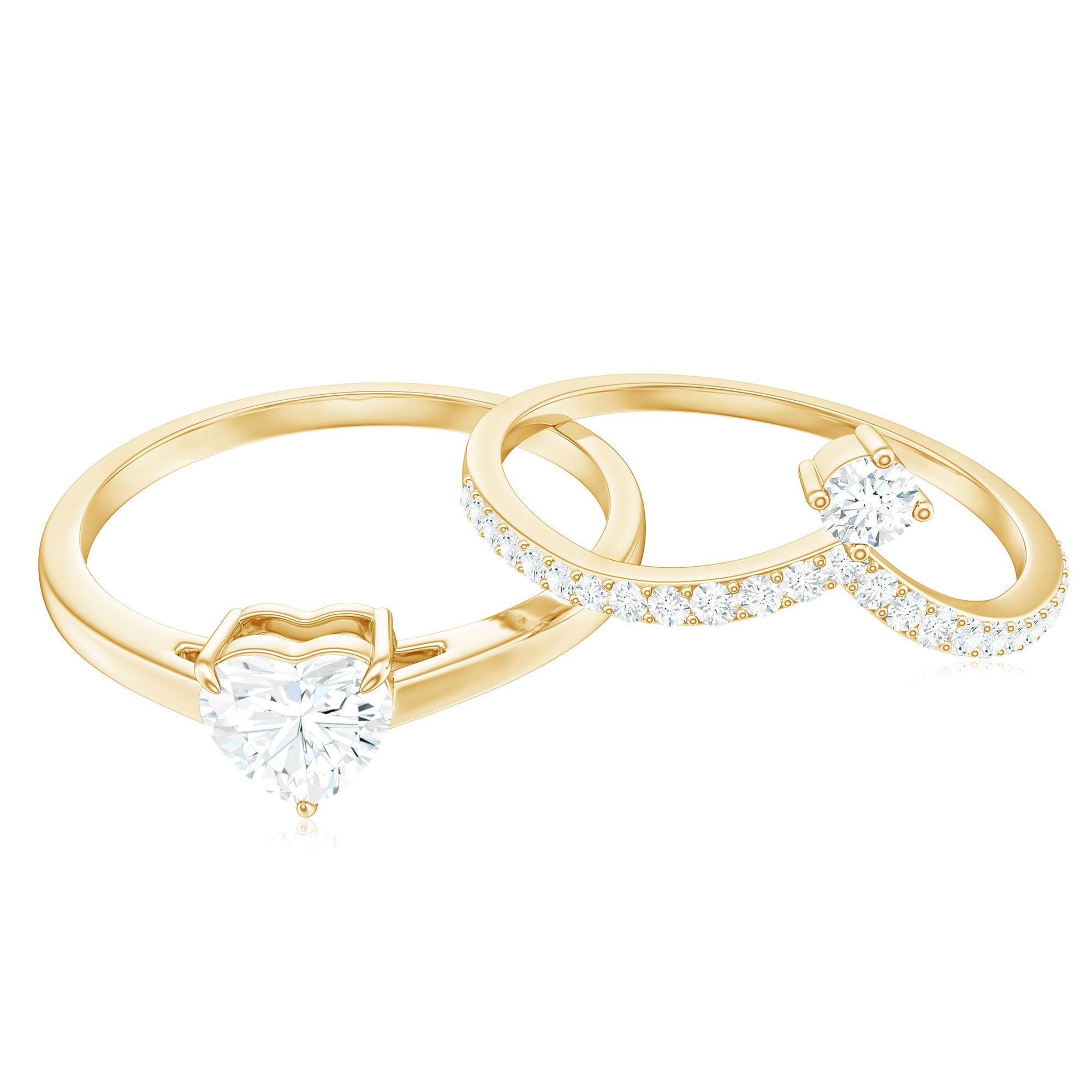 Rosec Jewels-Heart Shape Moissanite Solitaire Engagement Ring with Enhancer