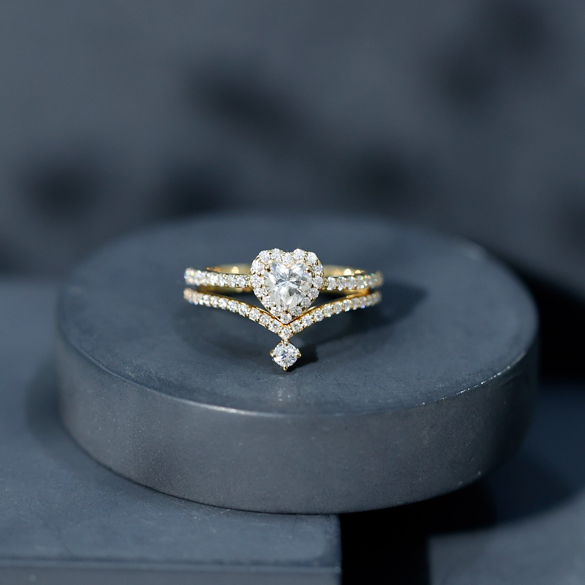 Certified Moissanite Heart Wedding Ring Set for Women D-VS1 - Rosec Jewels