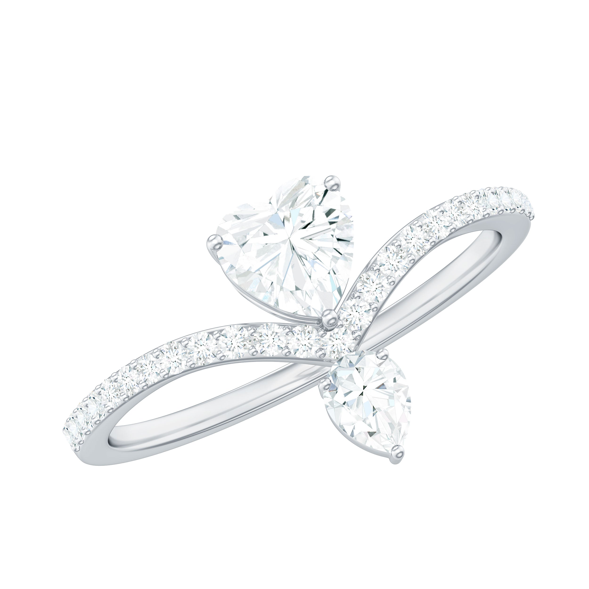 Rosec Jewels-Designer Moissanite Heart Engagement Ring for Women