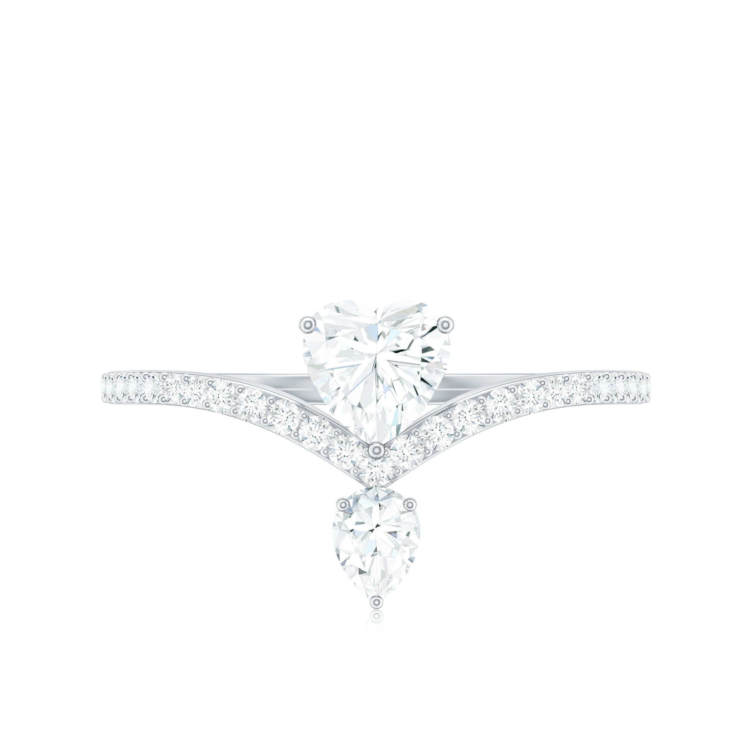 Rosec Jewels-Designer Moissanite Heart Engagement Ring for Women