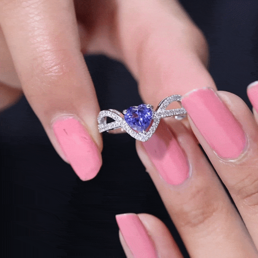 Rosec Jewels-Heart Shape Tanzanite and Diamond Designer Engagement Ring