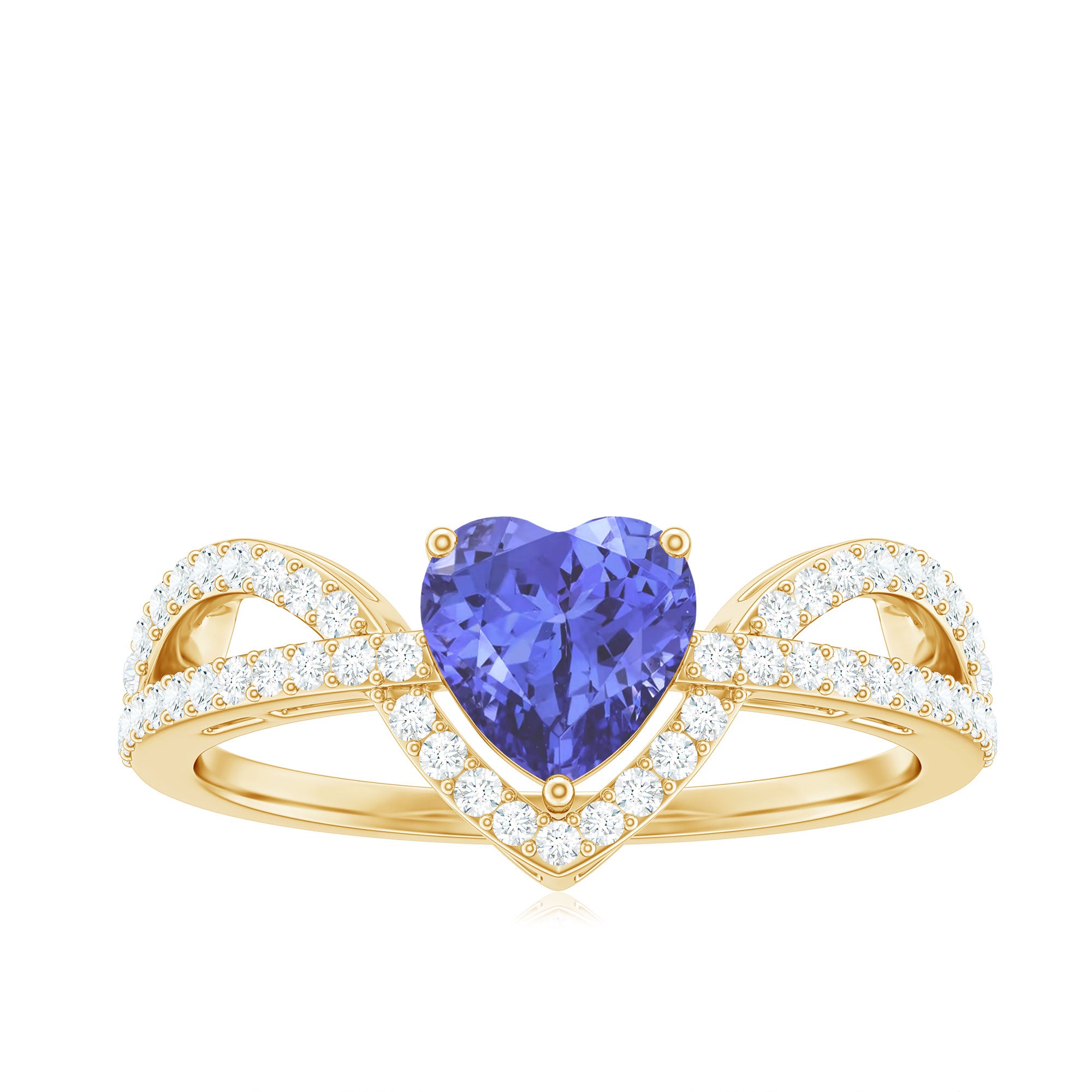 Rosec Jewels-Heart Shape Tanzanite and Diamond Designer Engagement Ring